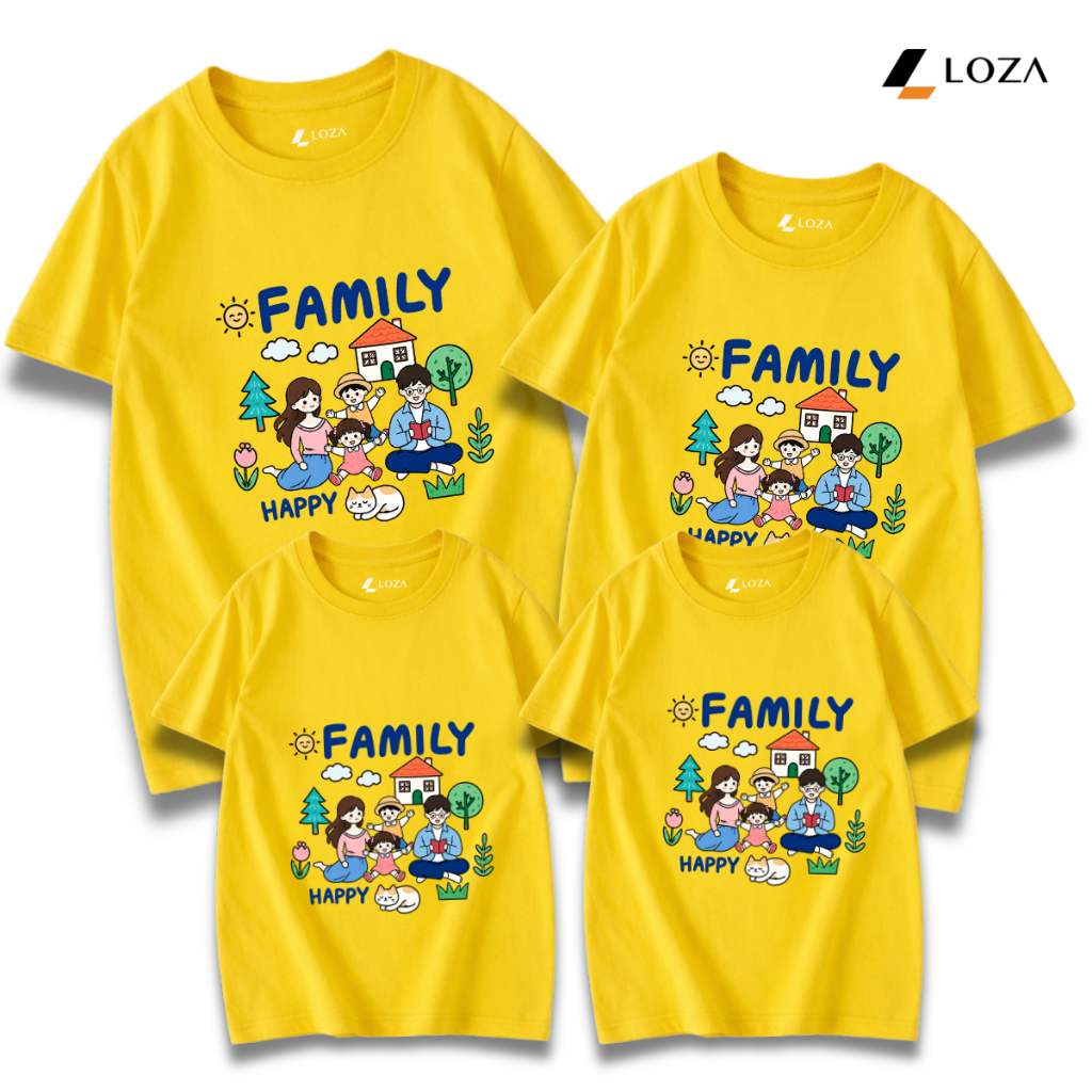 Áo phông gia đình du lịch hình  " Happy Family" -  Loza GD8648 GD8648
