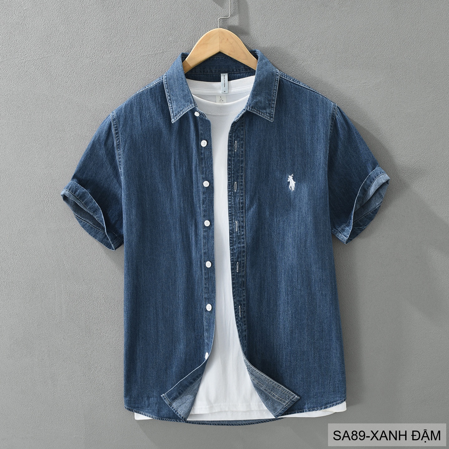 SA89 - Áo sơ mi denim nam tay ngắn phong cách Nhật Bản, chất cotton mềm mại, form rộng thoải mái_thumbnail_14