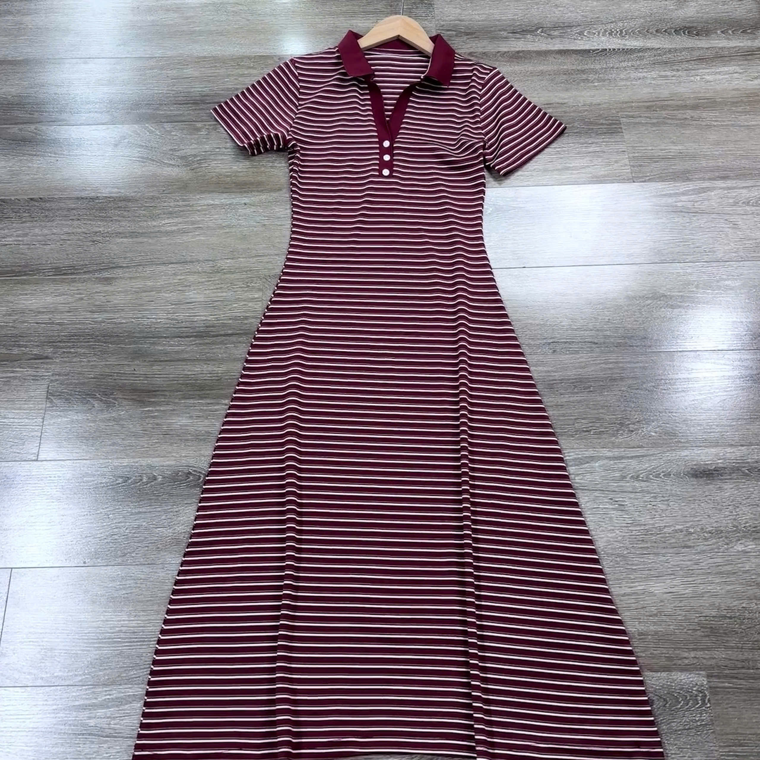 E760 ĐẦM POLO MIDI MẬN PHỐI KẺ