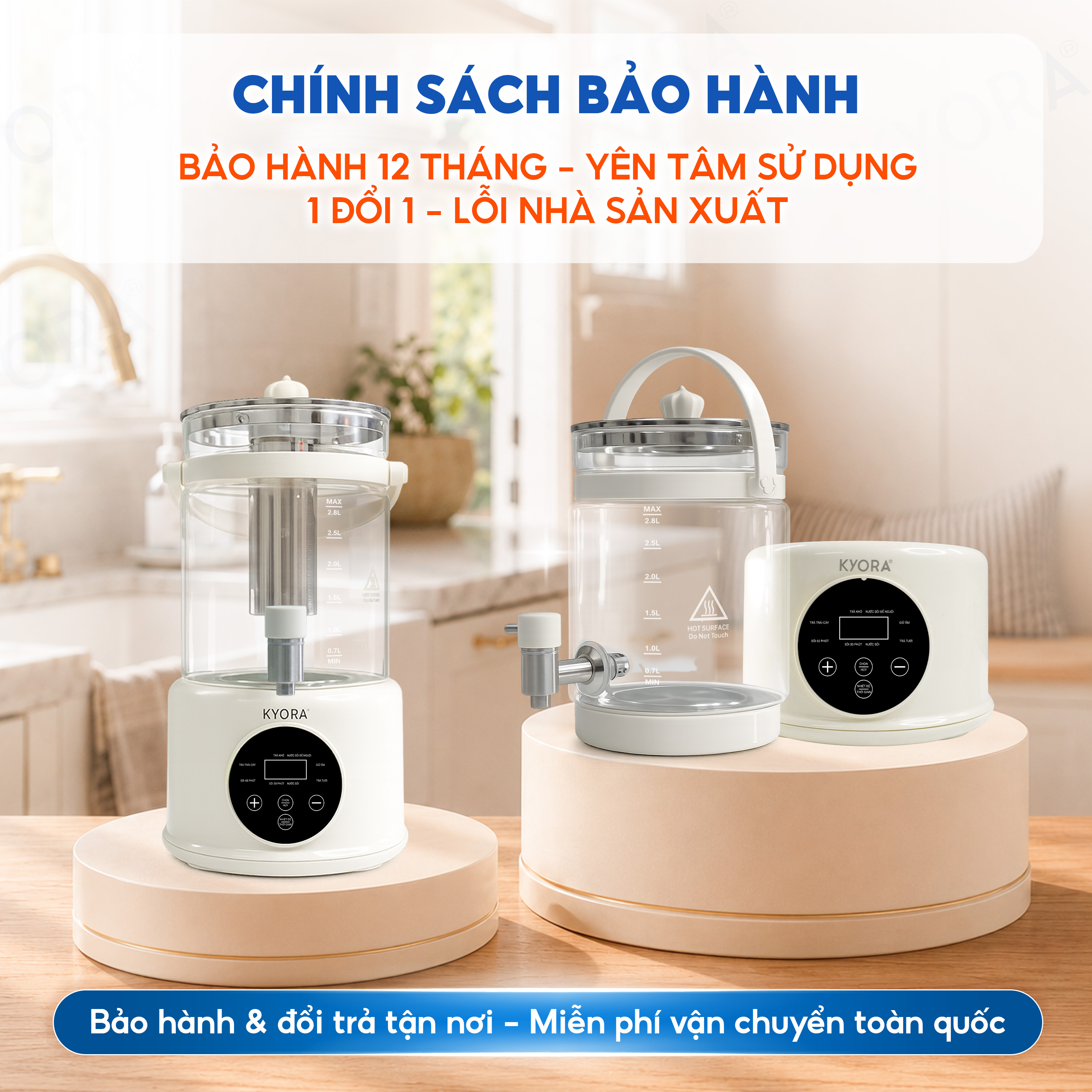 Ấm Đun Nước Giữ Nhiệt Đa Năng 8in1 Kyora 2.8L - 8 chức năng đun nấu - Giữ nhiệt 48H liên tục - Kèm lõi lọc trà_thumbnail_8