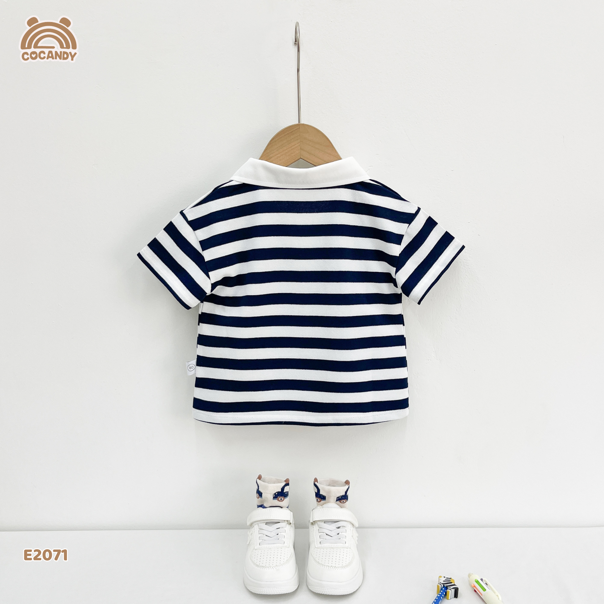 Áo cộc polo kẻ XANH NAVY túi ốp ngực_thumbnail_4