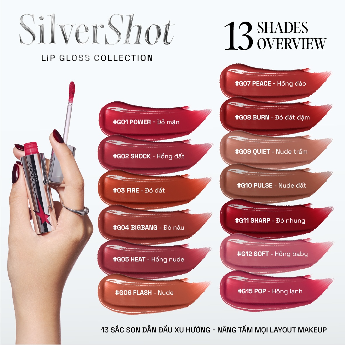 G08 Burn - Son bóng màu đỏ đất đậm Trendy Beauty Lip Gloss Silver Shot_thumbnail_4