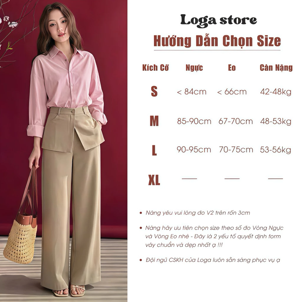 Set áo sơ mi bamboo hồng phối quần suông ống rộng , Set đồ công sở nữ thanh lịch, form đứng dáng kiểu Hàn Loga_L101_thumbnail_1