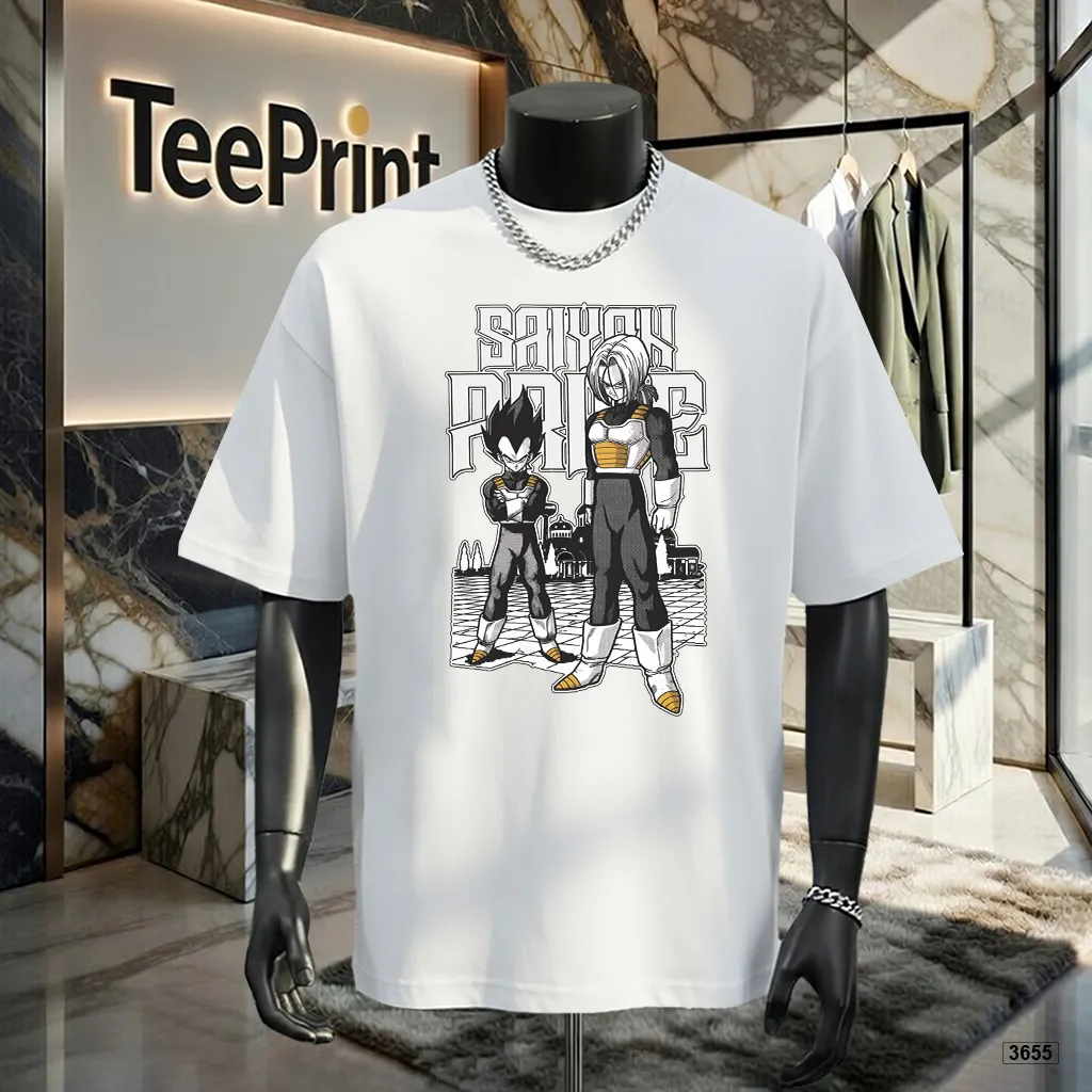 Áo thun form rộng phong cách hoạt hình Nhật Bản 3655