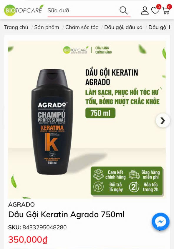 DẦU GỘI + KEM Ủ Keratin Agrado_thumbnail_7