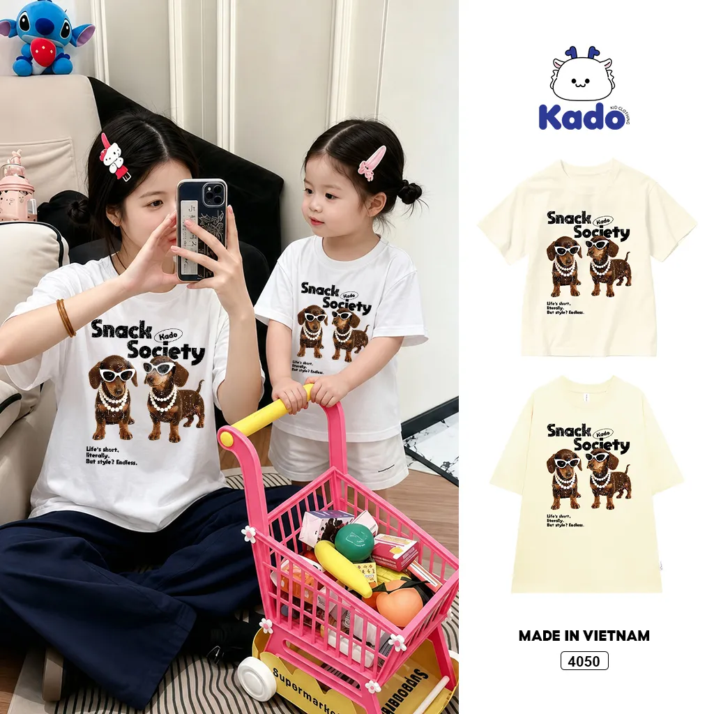 Áo thun gia đình hoạt hình cún cực cool Kado 4050