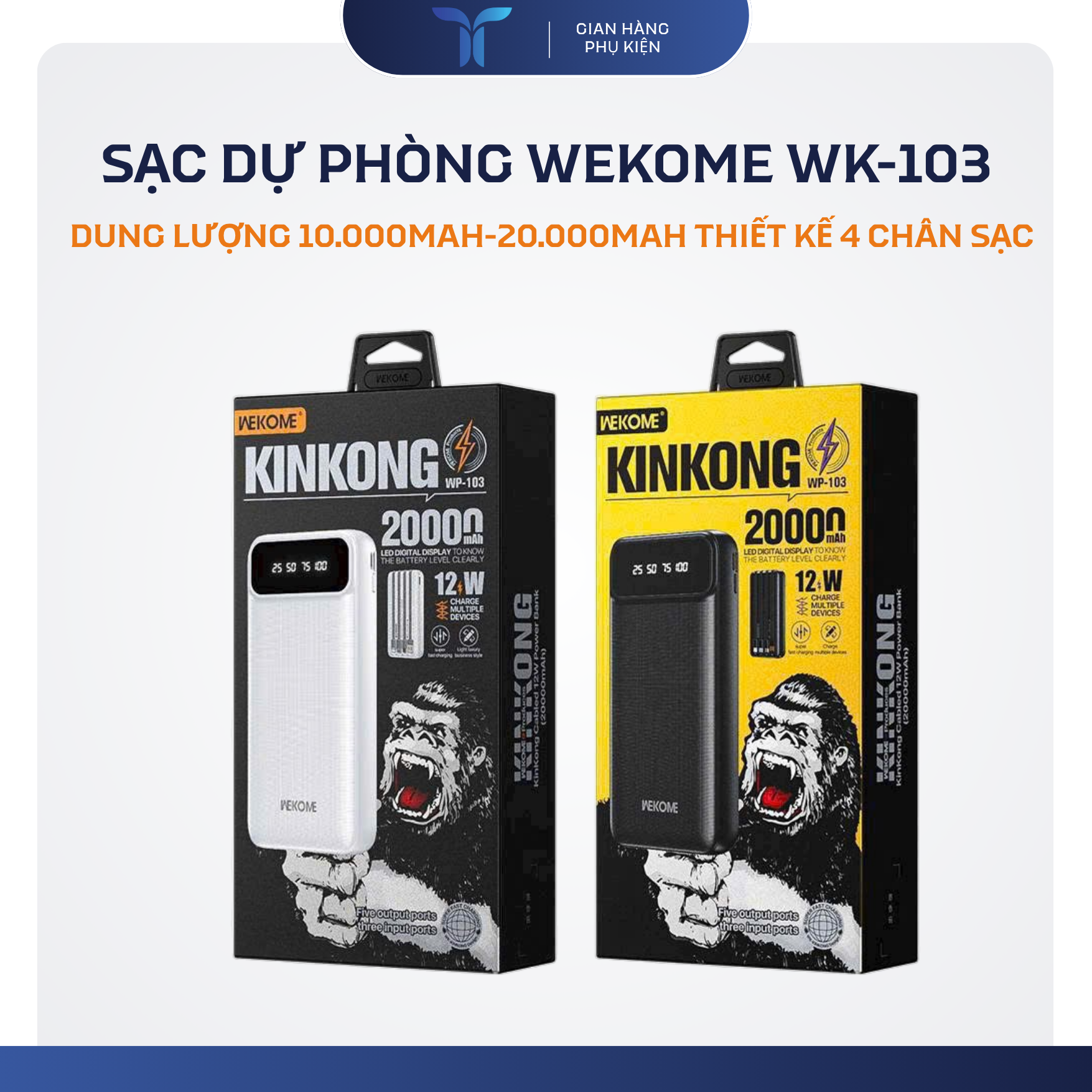 T-ECO SHOP | Pin Sạc Dự Phòng WEKOME WK-103 Dung Lượng Lớn Cho Điện Thoại