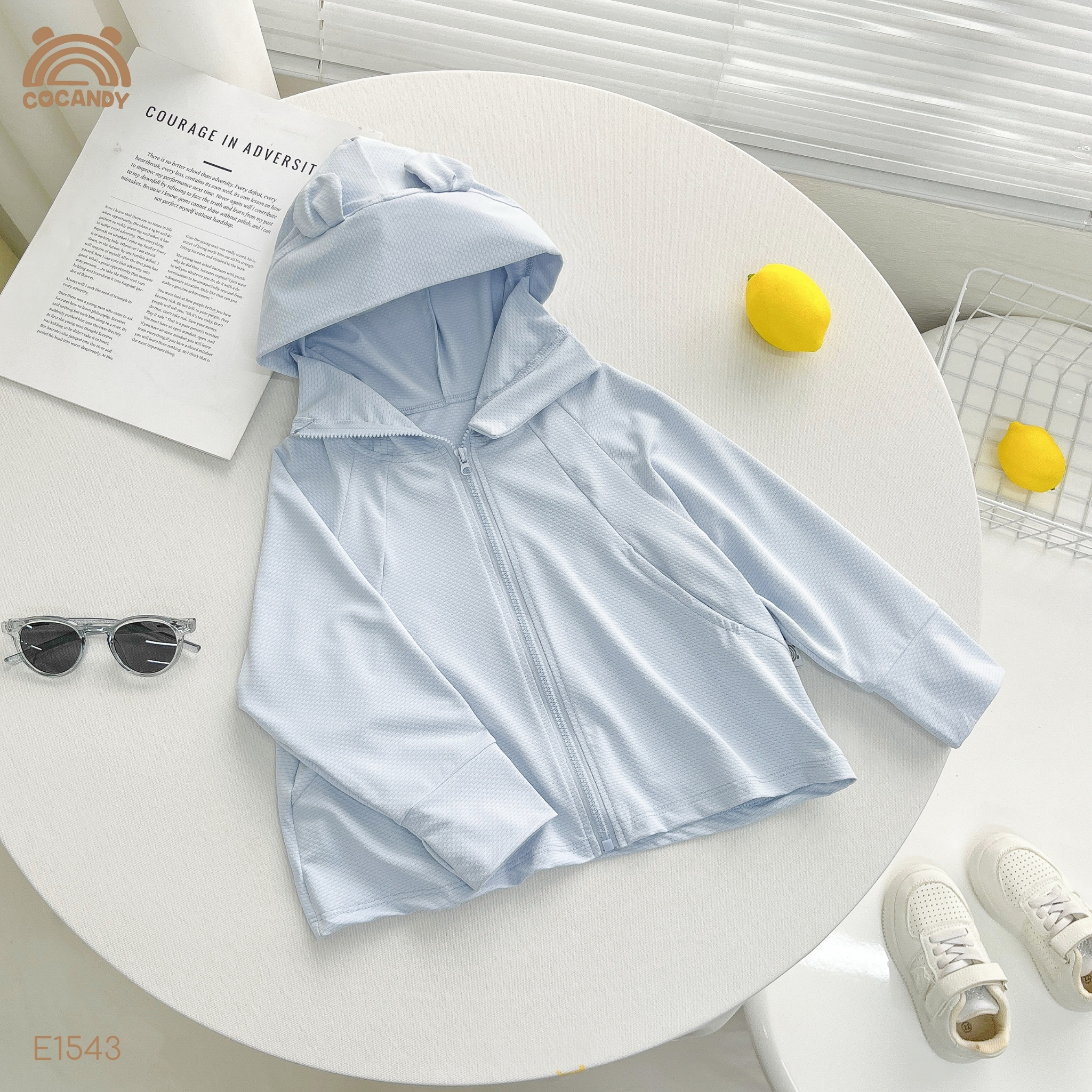 Áo khoác chống nắng Dia-Cool XANH NHẠT mũ gấu_thumbnail_0