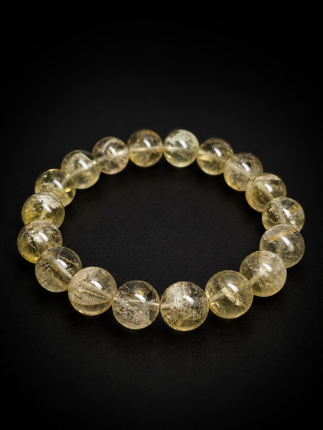 Vòng Đá Thạch Anh Vàng Vụn Băng Citrine + Ưu Linh Trắng Tự Nhiên