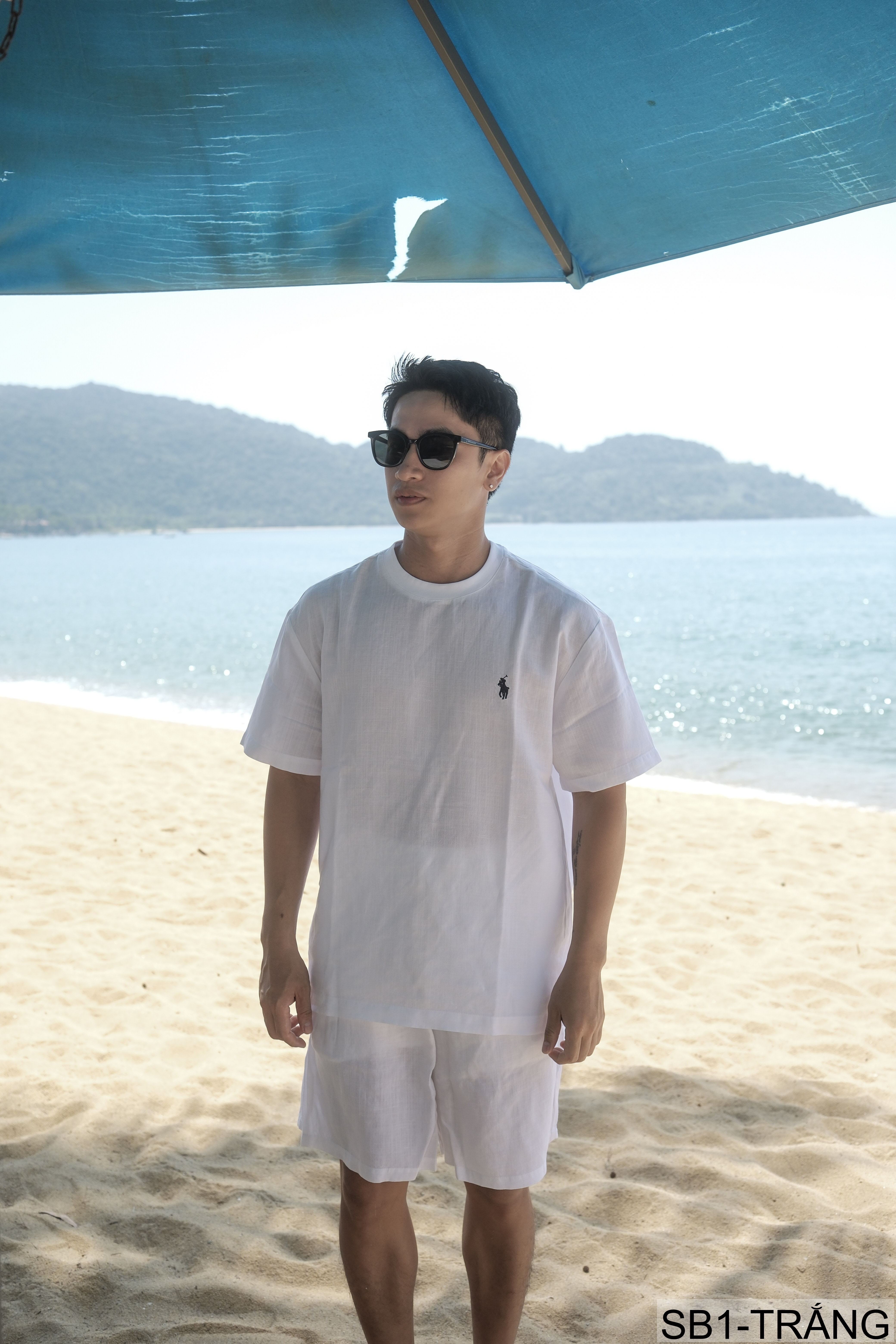 SB1 - Bộ đồ nam mùa hè chất liệu Tencel & linen mát lạnh, phong cách Mỹ cổ điển, áo thun tay ngắn + quần short_thumbnail_5