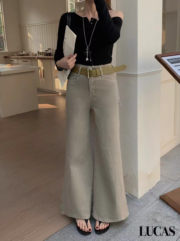 Quần Jeans ống suông loe + belt da nâu bản lớn_thumbnail_2