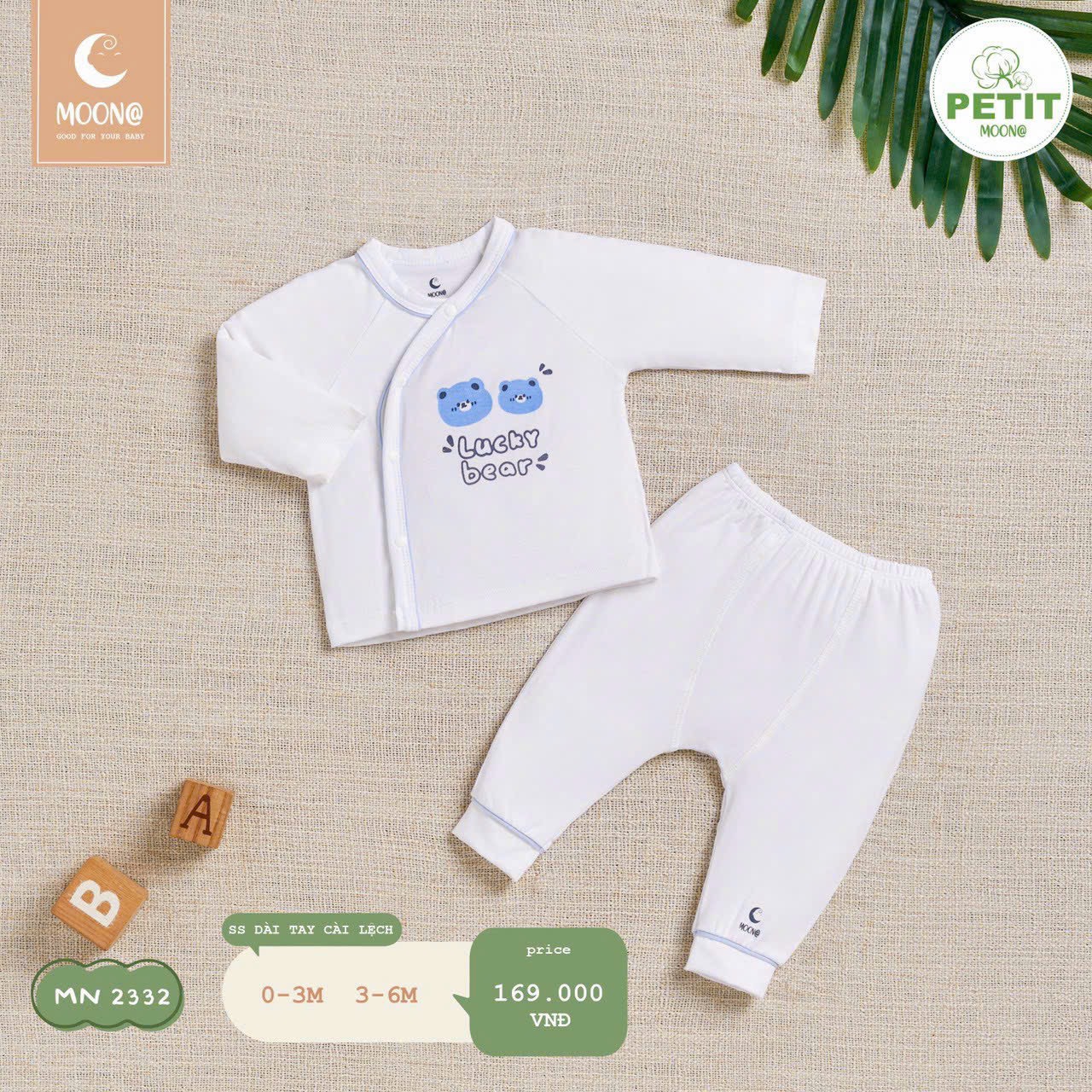 Bộ sơ sinh dài cài lệch BST Lucky Bear Moon_thumbnail_1