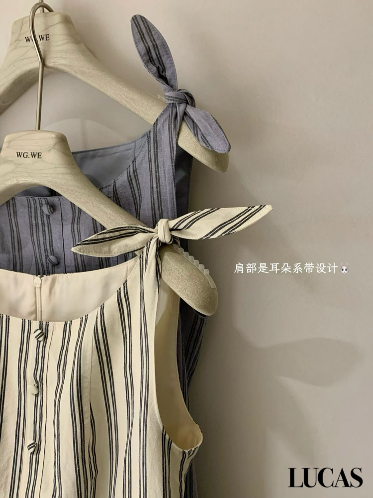 Váy thô dọc cúc bọc buộc nơ vai chân xòe hạ eo_thumbnail_7