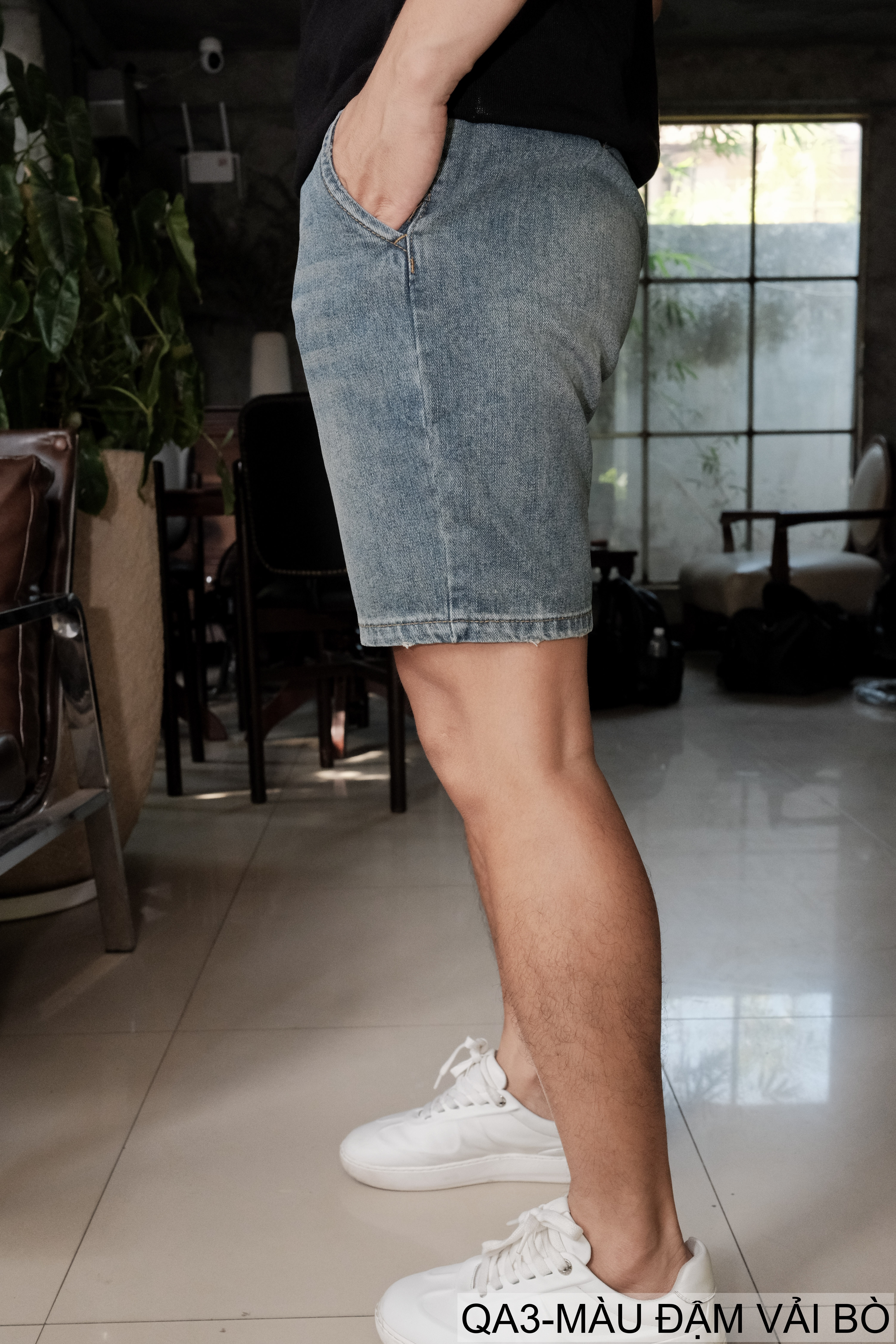 QA3 - Quần short jeans nam ống đứng phong cách Hàn Quốc, màu đậm vải bò, thiết kế túi chèn chéo thời thượng_thumbnail_3