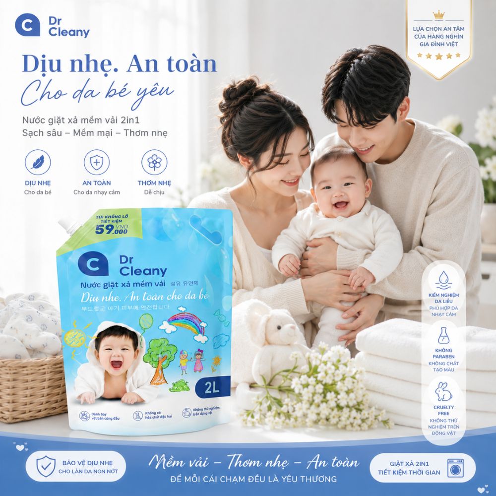 1 Thùng 4 Túi Nước Giặt Cho Bé Dr. Cleany 2kg Công Nghệ Hàn Quốc_thumbnail_9
