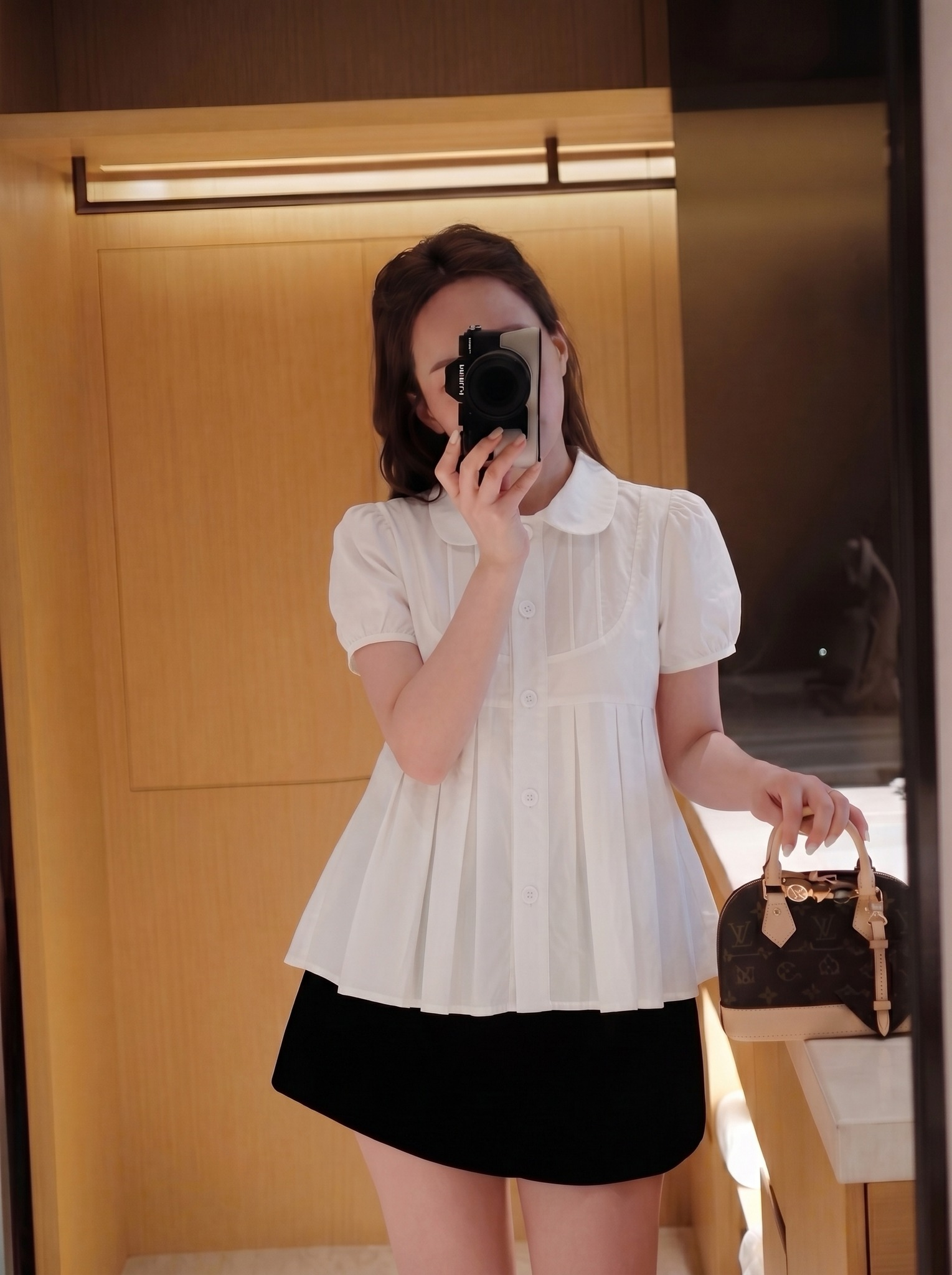 Áo Sơ Mi Nữ Kiểu tay bồng chít vòm ngực x.li lai AH.5419 (C) (0687) - Freesize