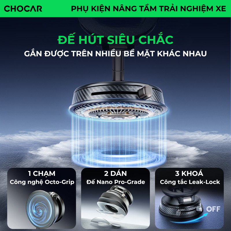 Giá Đỡ Điện Thoại Ô Tô CHOCAR A26 Xoay 1080° Hít MagSafe