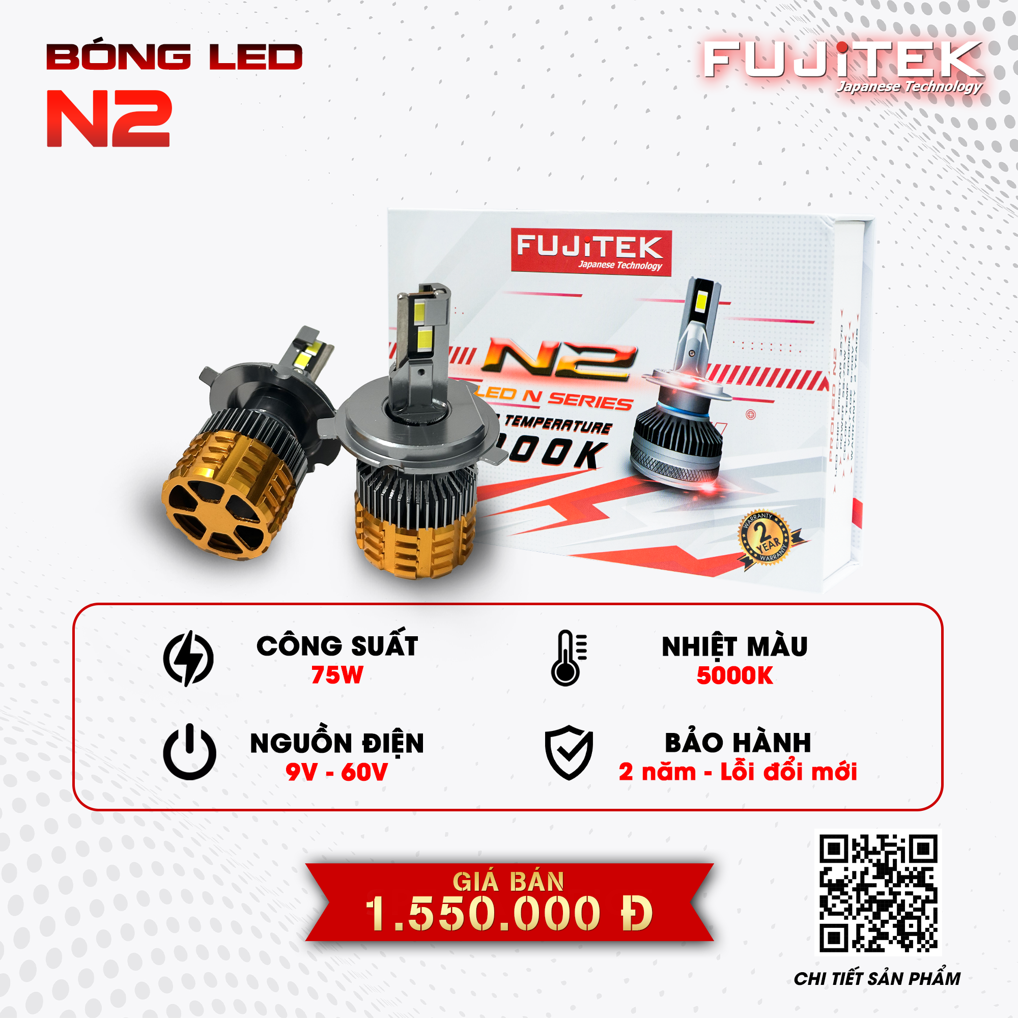 Fujitek N2 Bóng đèn Led Nseries Proled 75W nhiệt màu 5000K