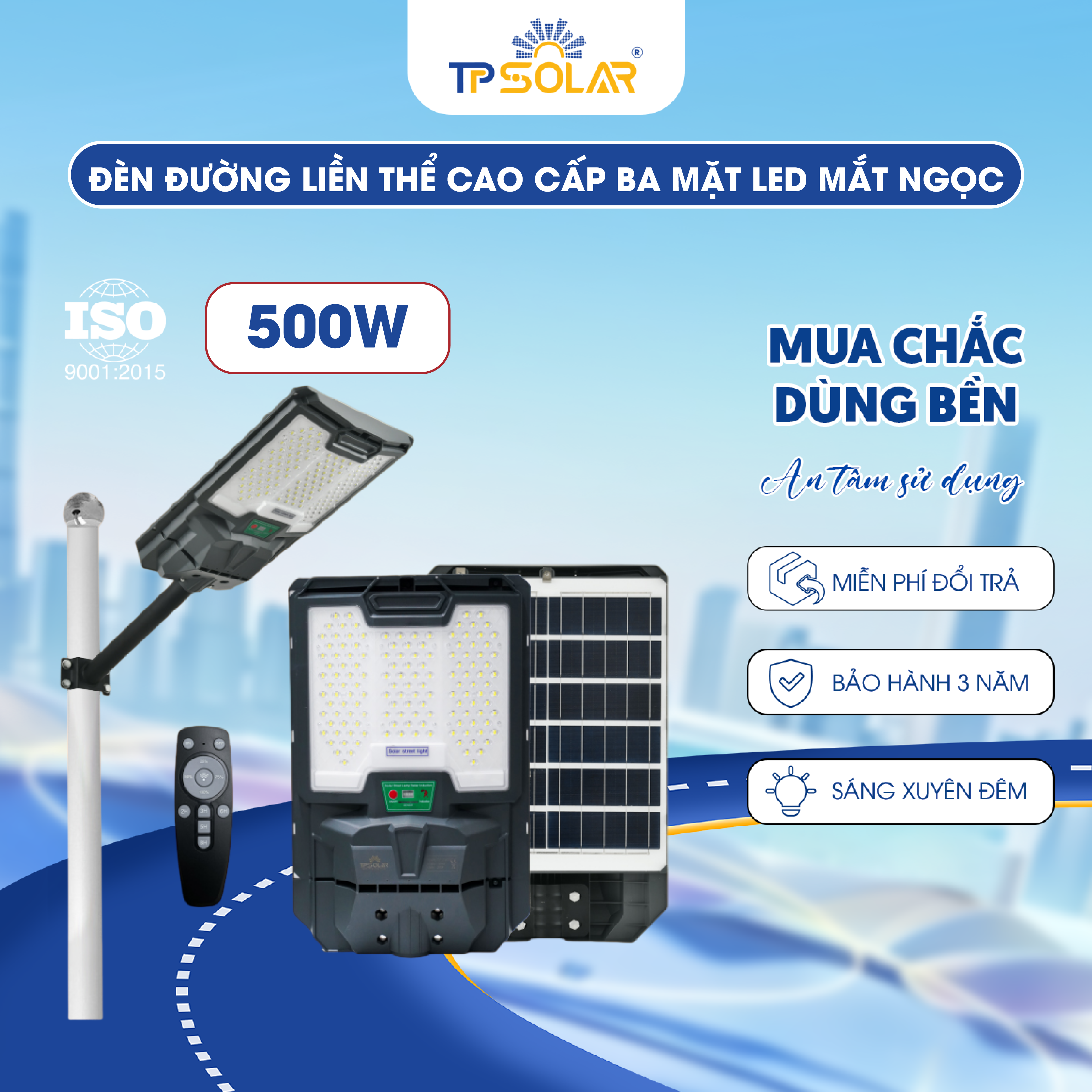 Đèn đường liền thể cao cấp ba mặt LED mắt ngọc (TP.LT11.500 / TP.LT11.800)