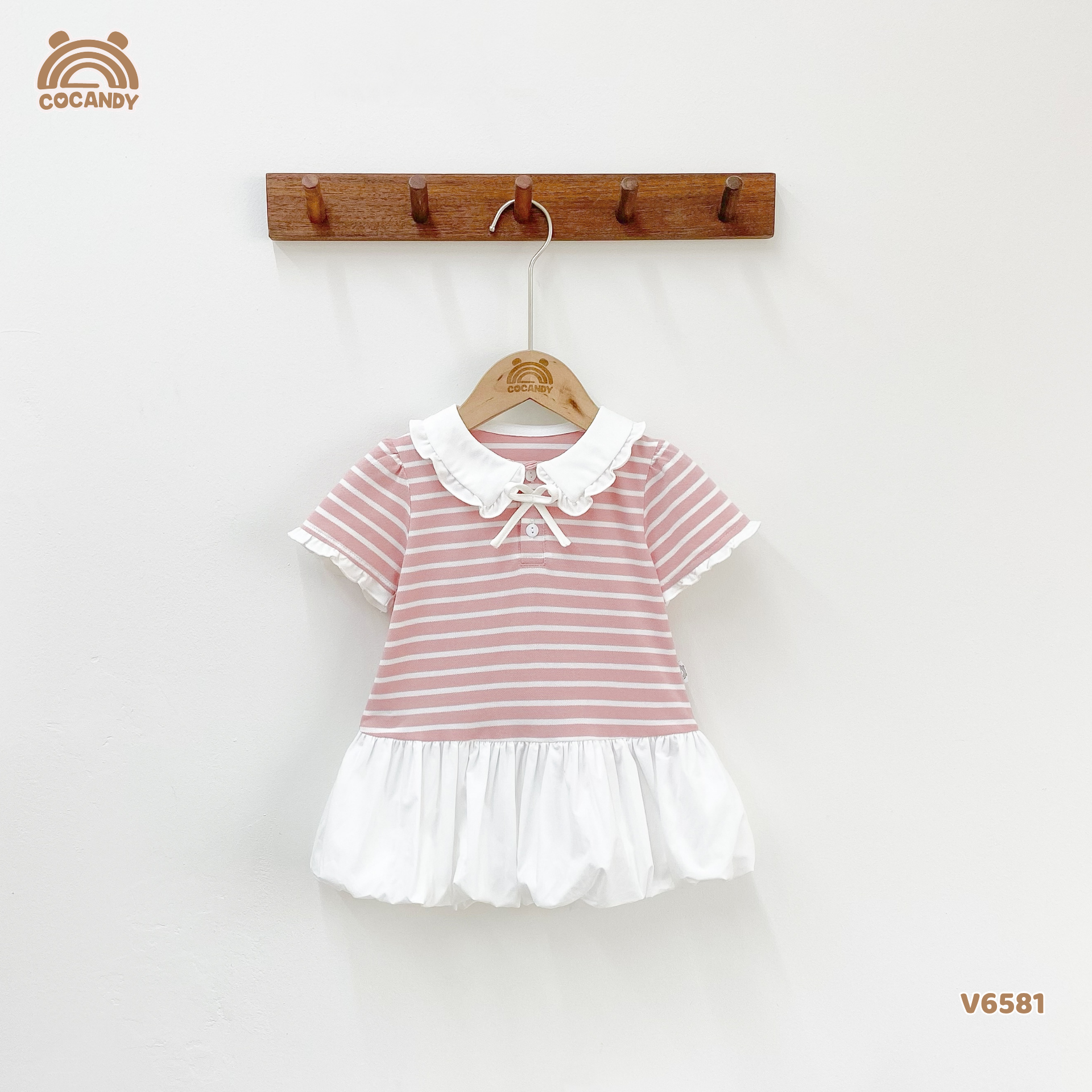 Váy cộc polo kẻ HỒNG form bí_thumbnail_1