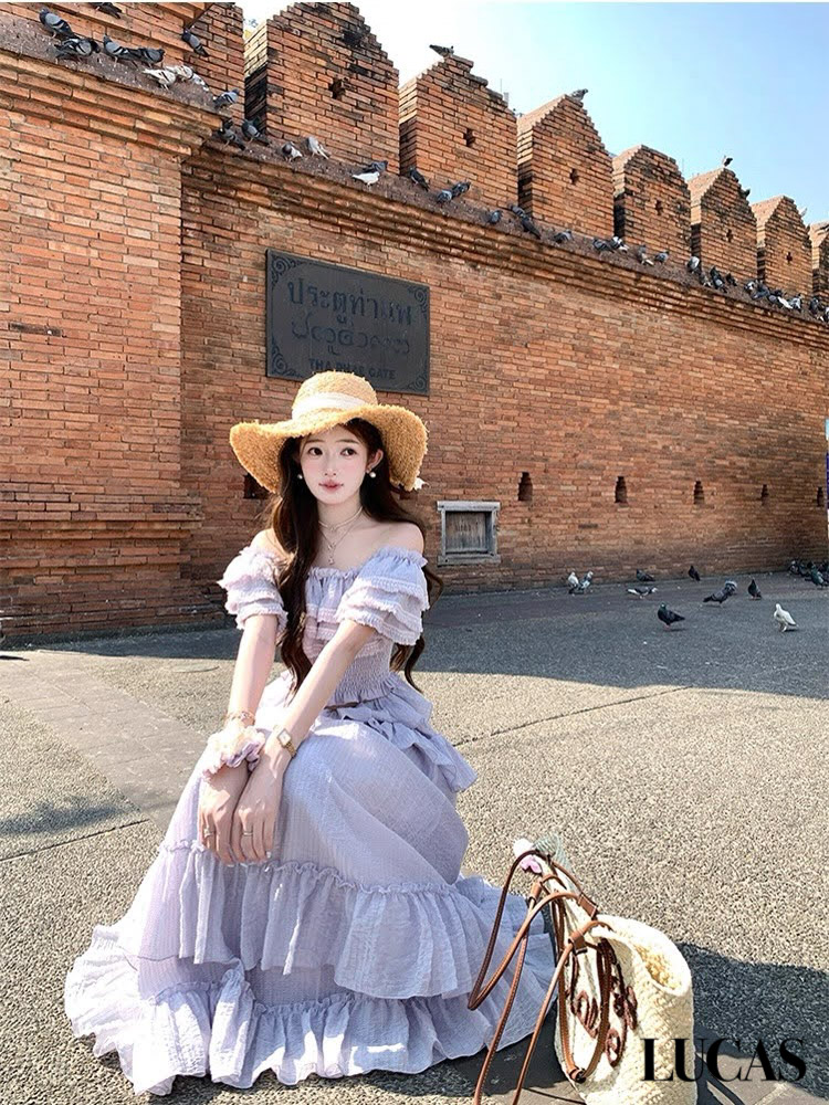 Set áo trễ vai voan tầng chun eo + Chân váy maxi xòe tầng_thumbnail_2