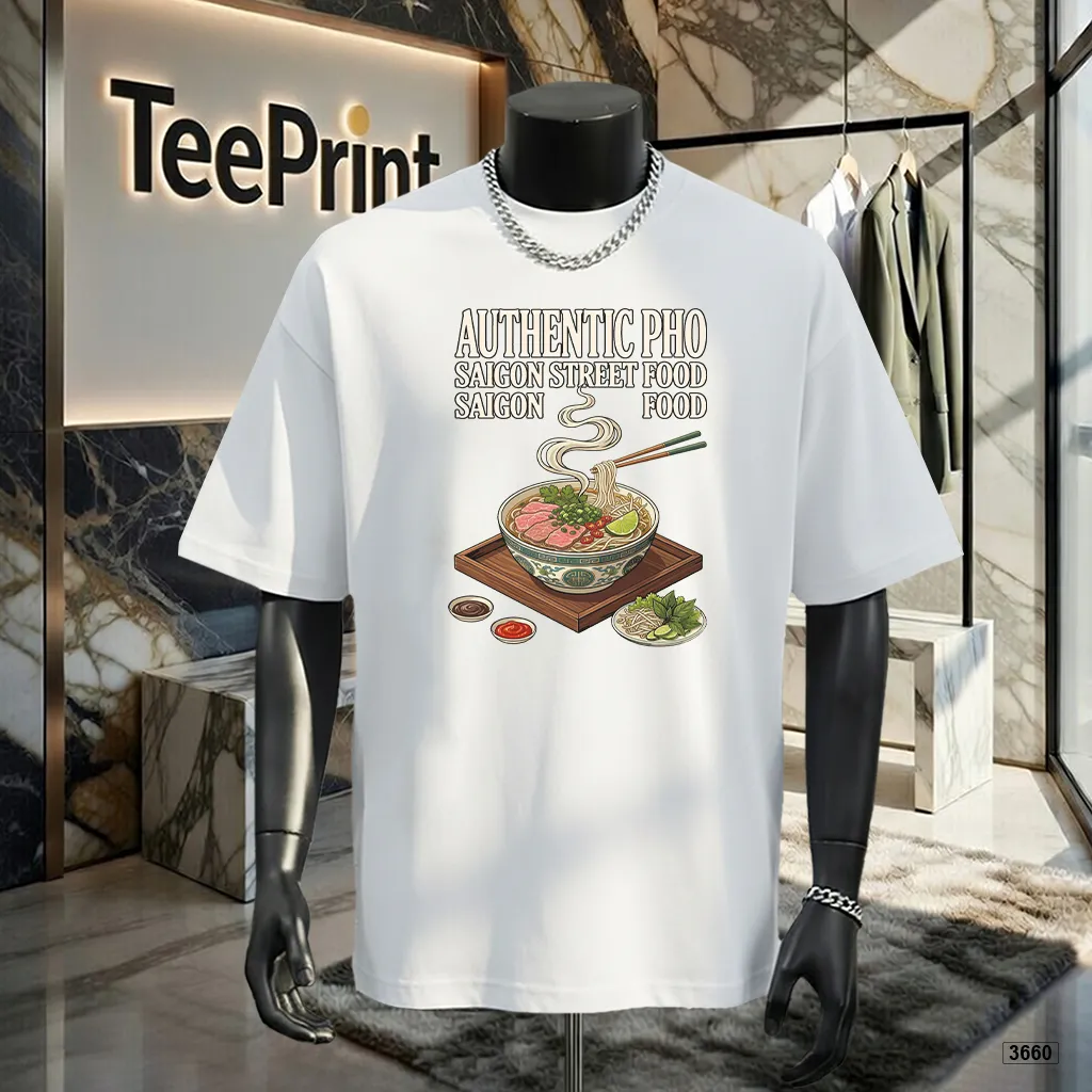 Áo thun nam form rộng thiết kế cá tính Authentic Pho TeePrint 3660