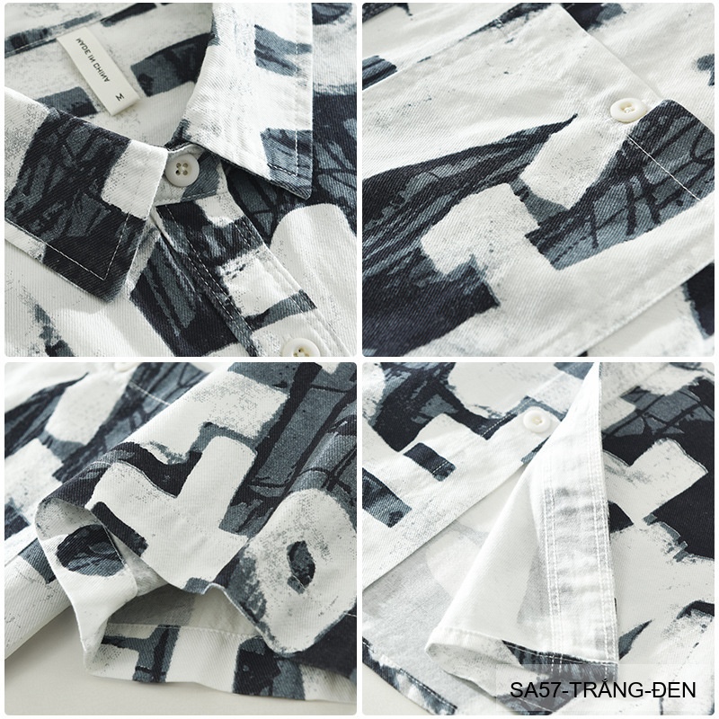 SA57 - Áo sơ mi nam tay ngắn phong cách Nhật Bản họa tiết nghệ thuật, chất cotton thoáng mát, form regular_thumbnail_9
