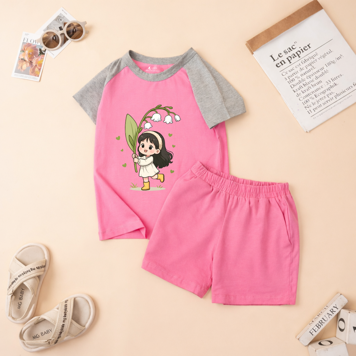 Set bộ bé gái in hình bé gái cute - Loza Kids BD014_thumbnail_1