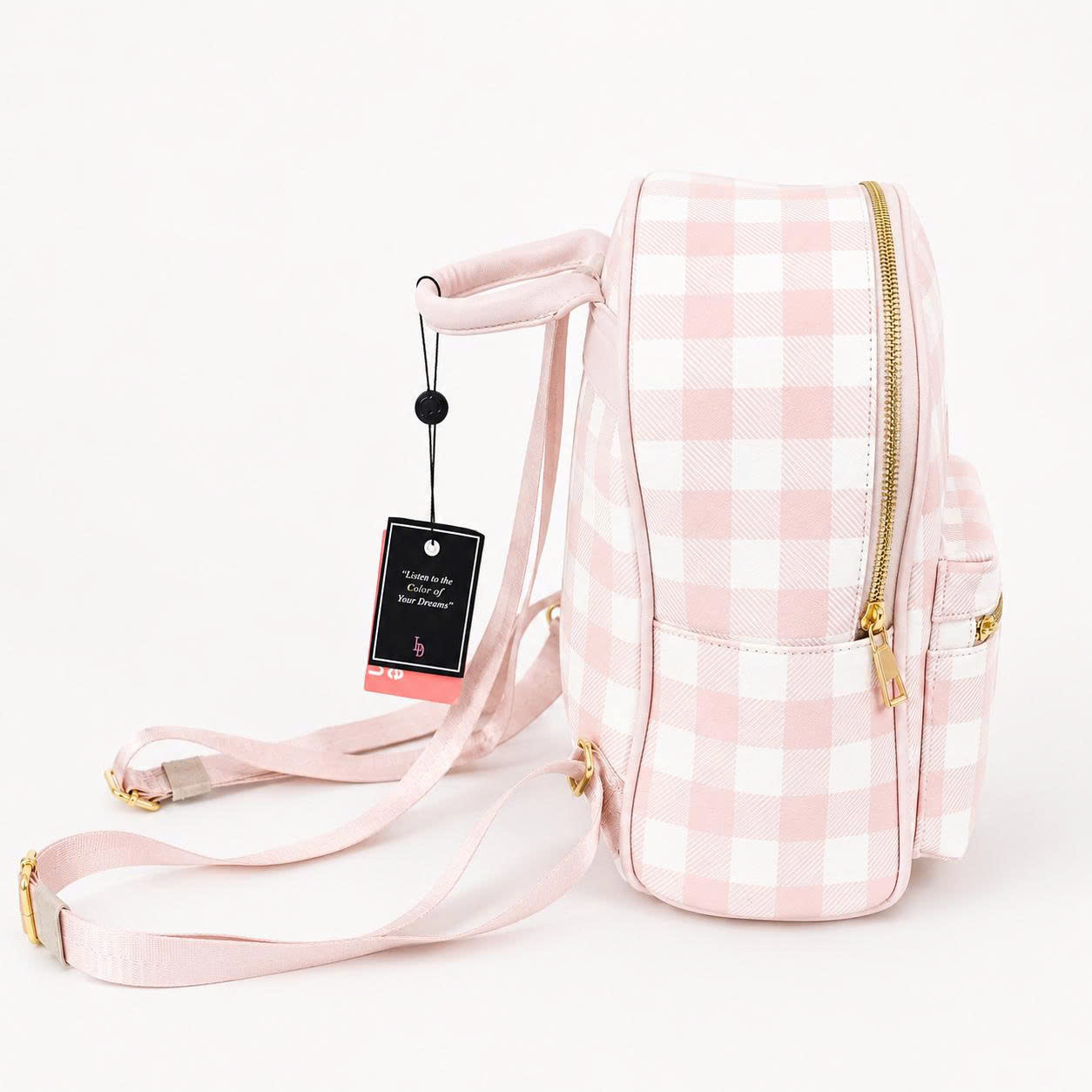 Balo Mini Caro Gấu Dễ Thương – Kèm Charm Lông Xinh Xắn (Be / Hồng)_thumbnail_5