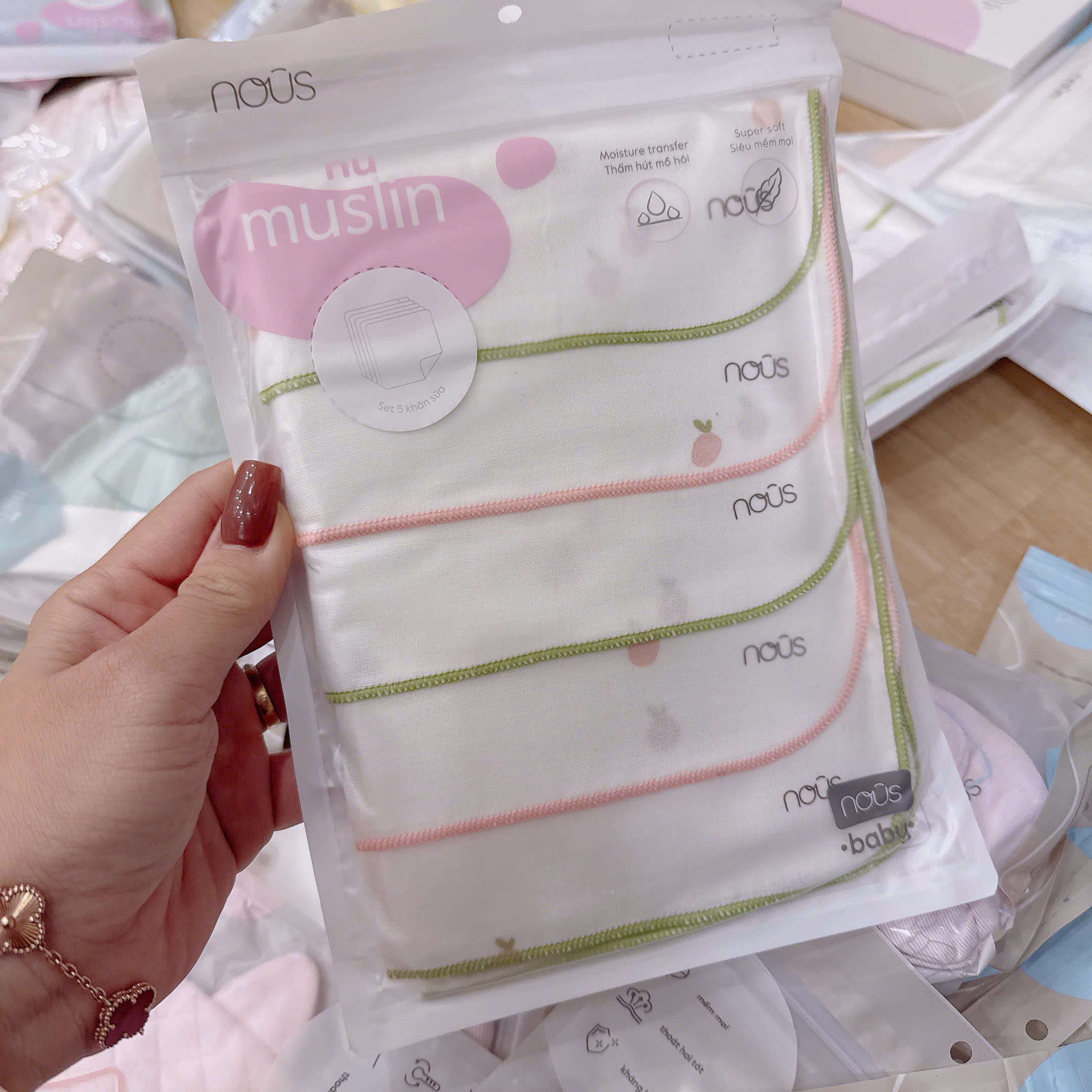 Set 5 khăn sữa muslin NOUS
