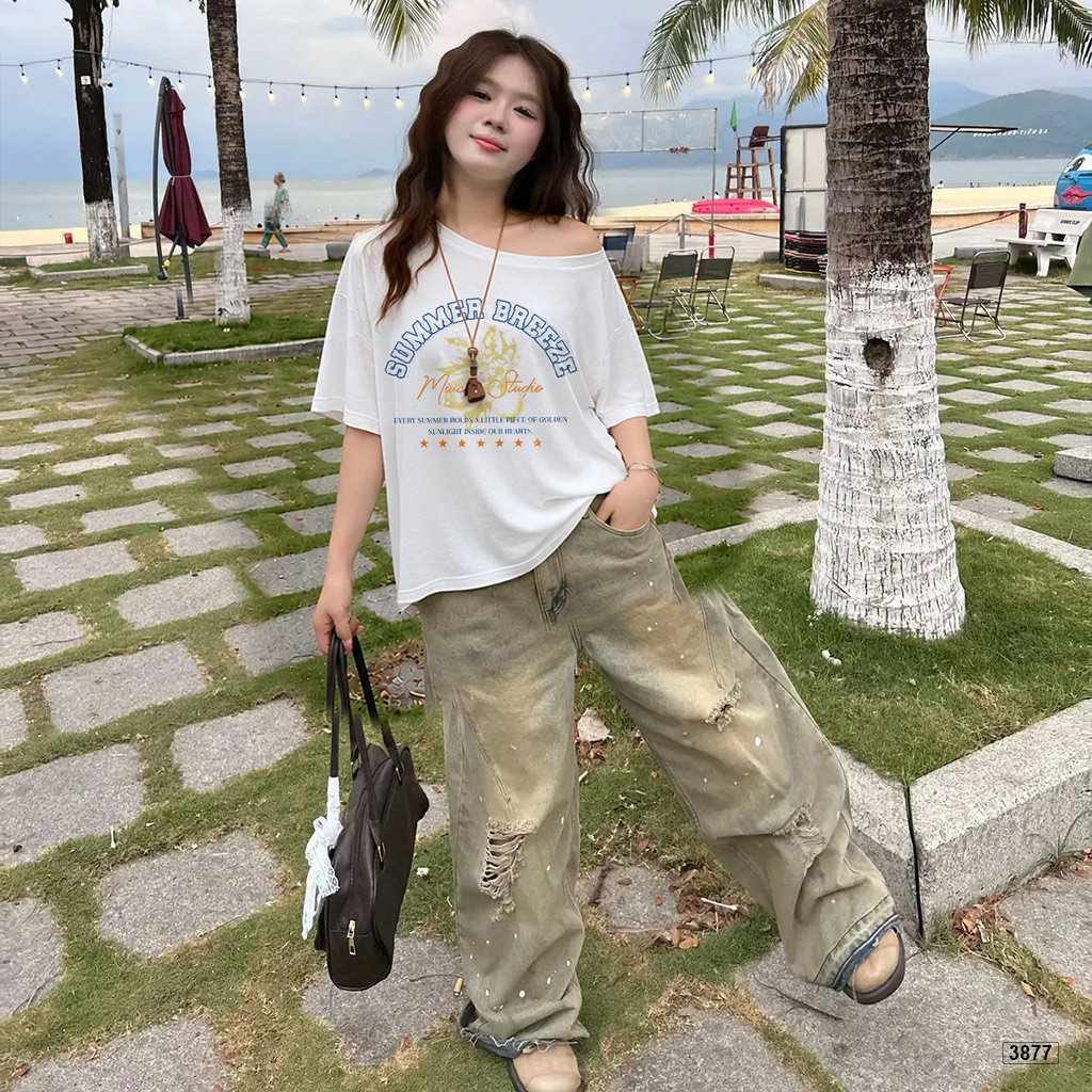 Áo thun nữ lệch vai form rộng Summer Breeze Miucho 3877_thumbnail_3
