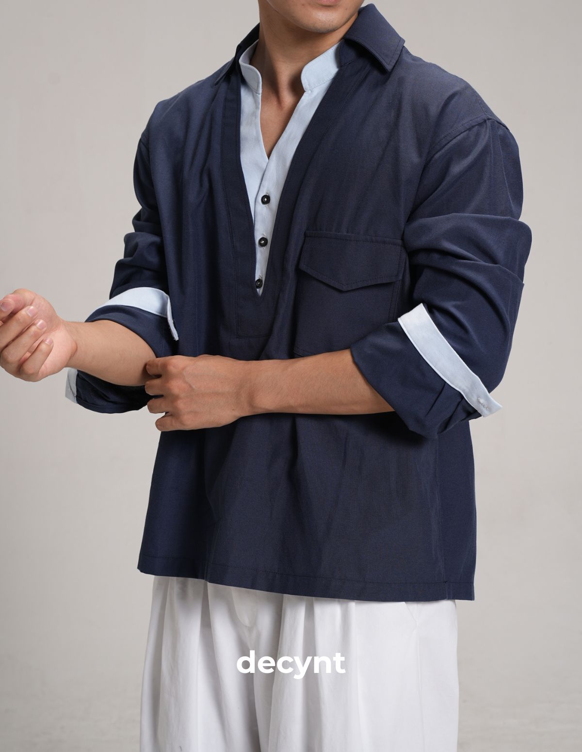 decynt Shirt 05 - Áo sơ mi phối layer chất liệu cotton pha_thumbnail_11