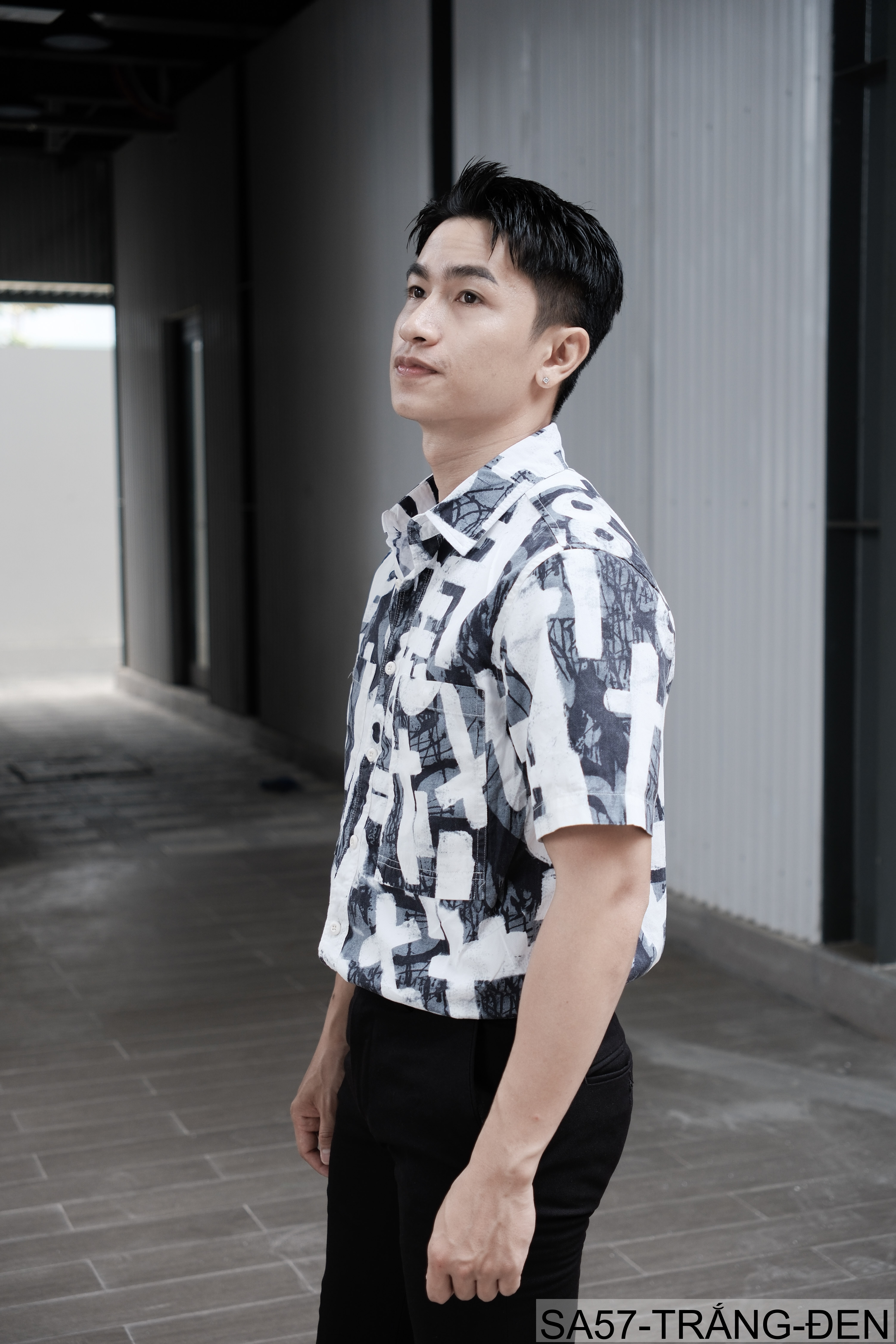SA57 - Áo sơ mi nam tay ngắn phong cách Nhật Bản họa tiết nghệ thuật, chất cotton thoáng mát, form regular_thumbnail_4