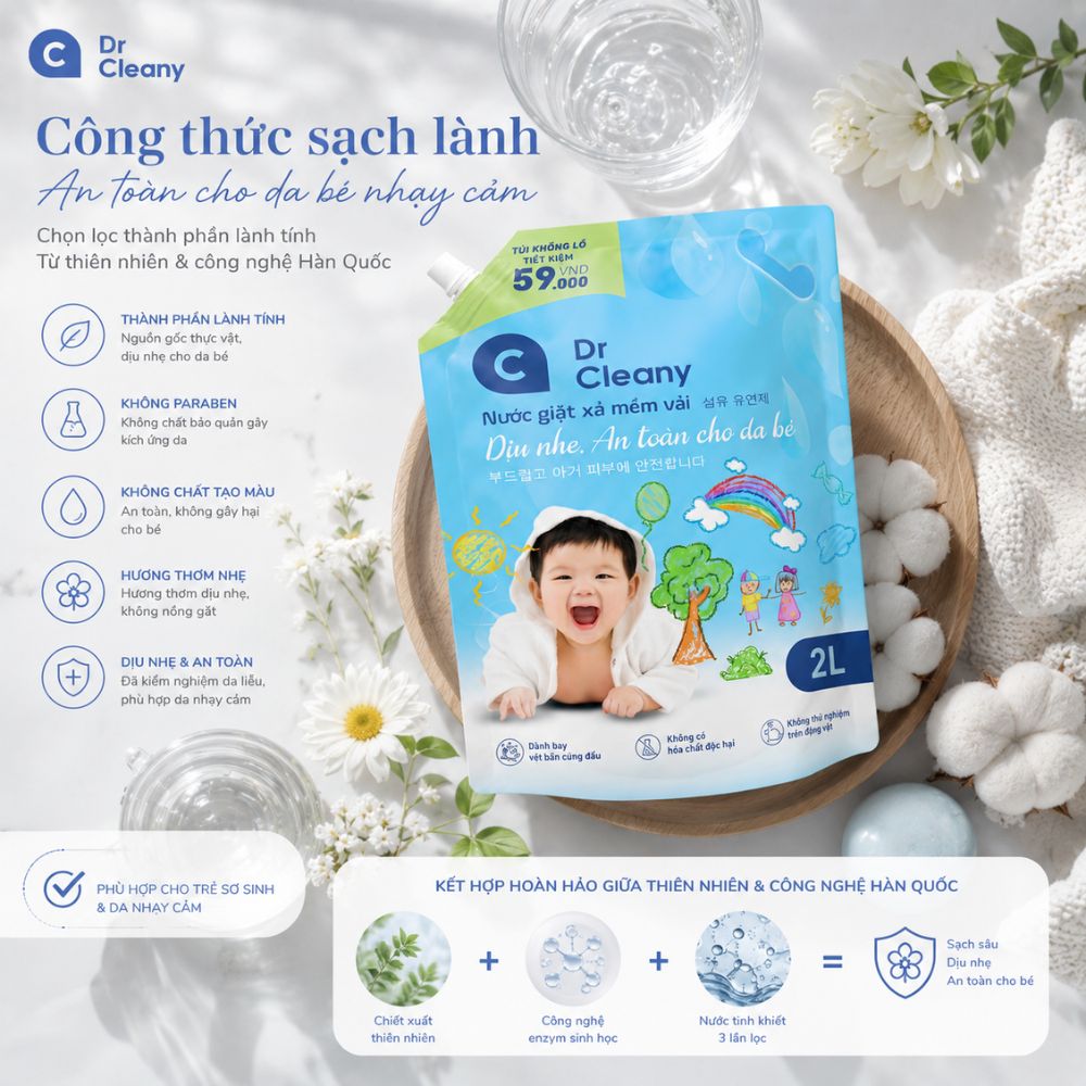 1 Thùng 4 Túi Nước Giặt Cho Bé Dr. Cleany 2kg Công Nghệ Hàn Quốc_thumbnail_8