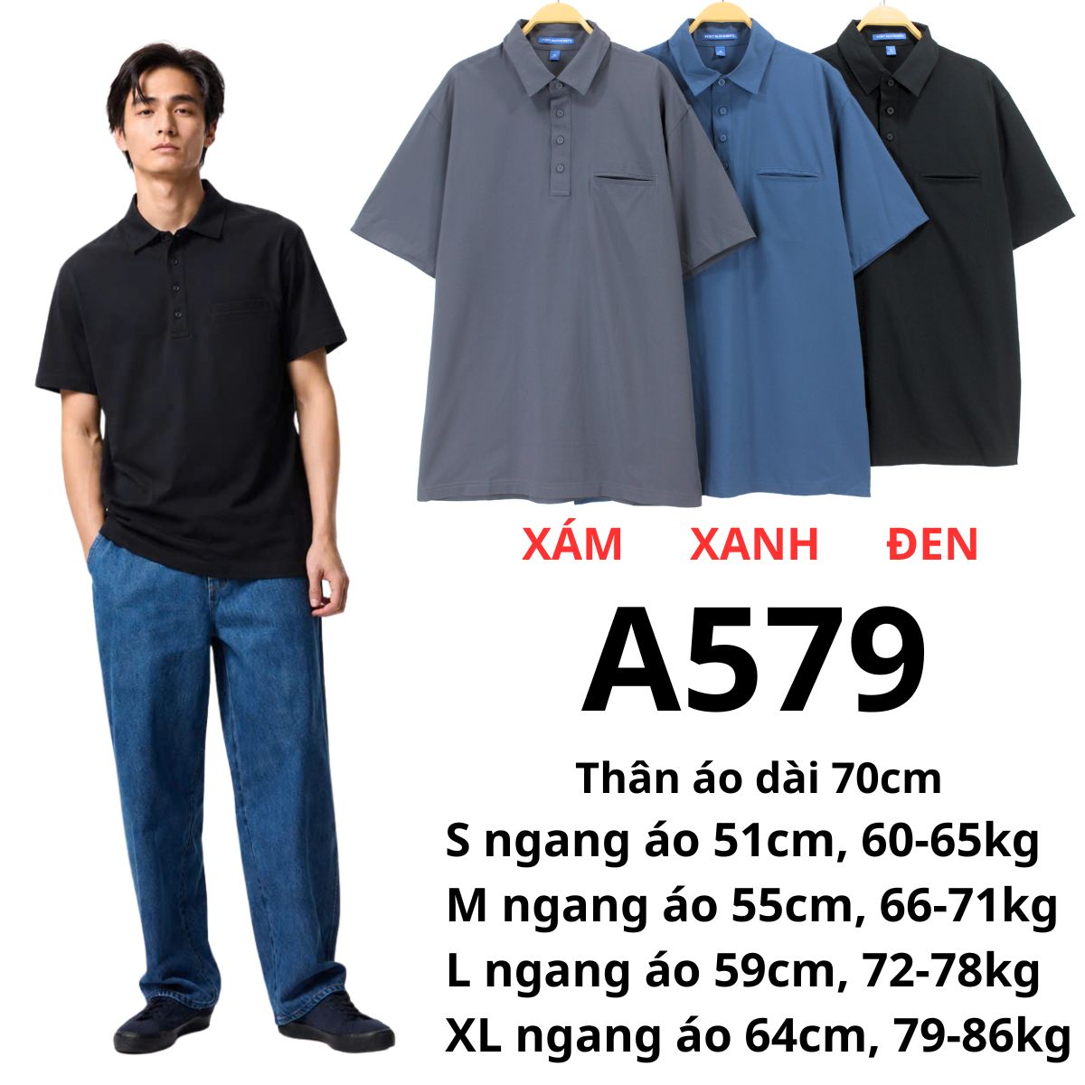A579 - Áo polo nam Hàn