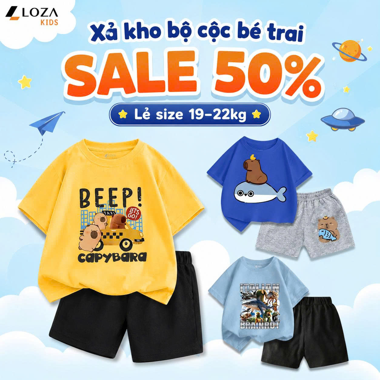 [XẢ KHO SIZE 120] Bộ đồ cho bé trai nhiều mẫu Size 120 - Quần áo bé gái  từ 19-22kg - Loza Kids XB003