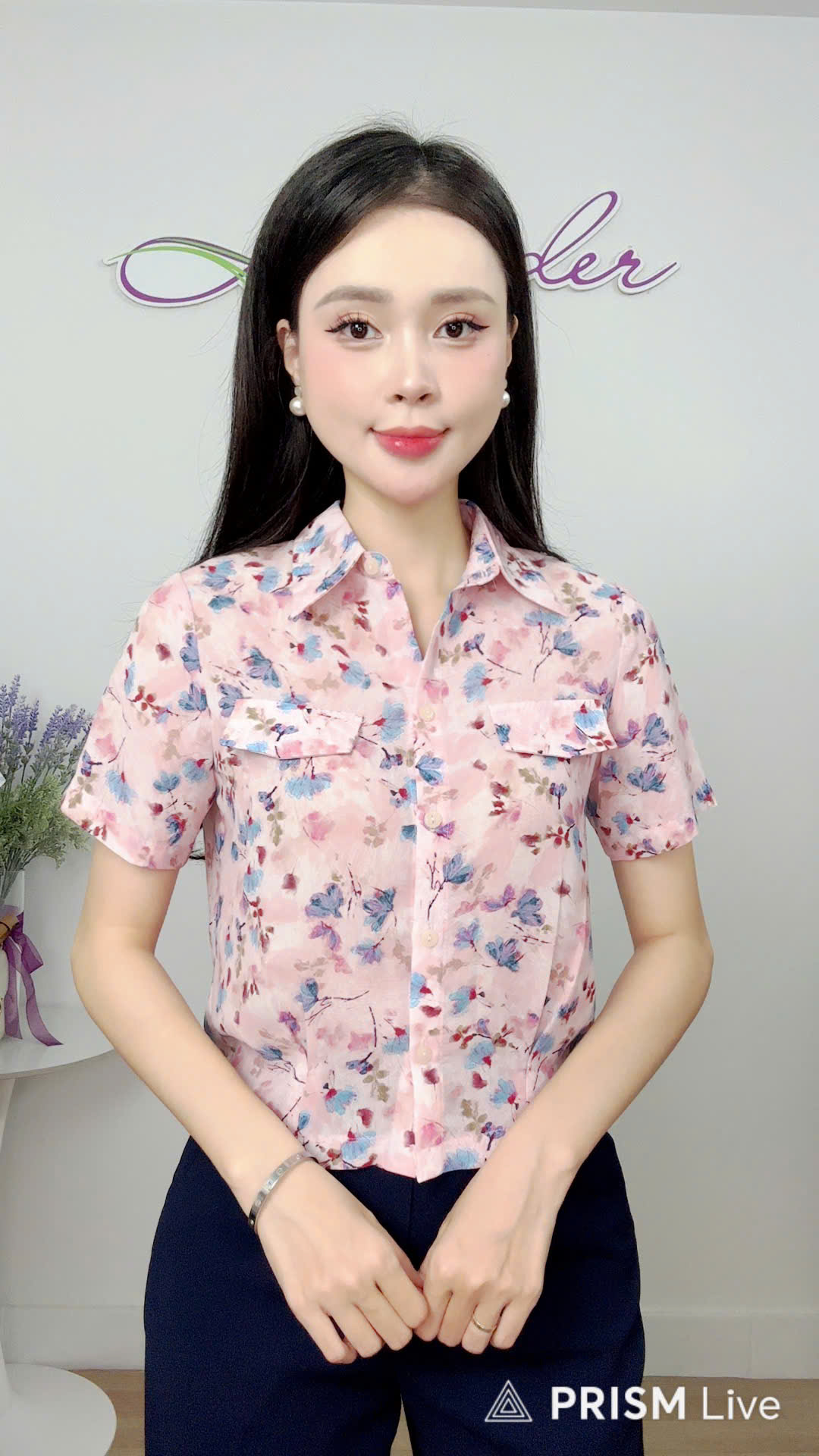 Áo sơ mi hoa dáng lửng A4267
