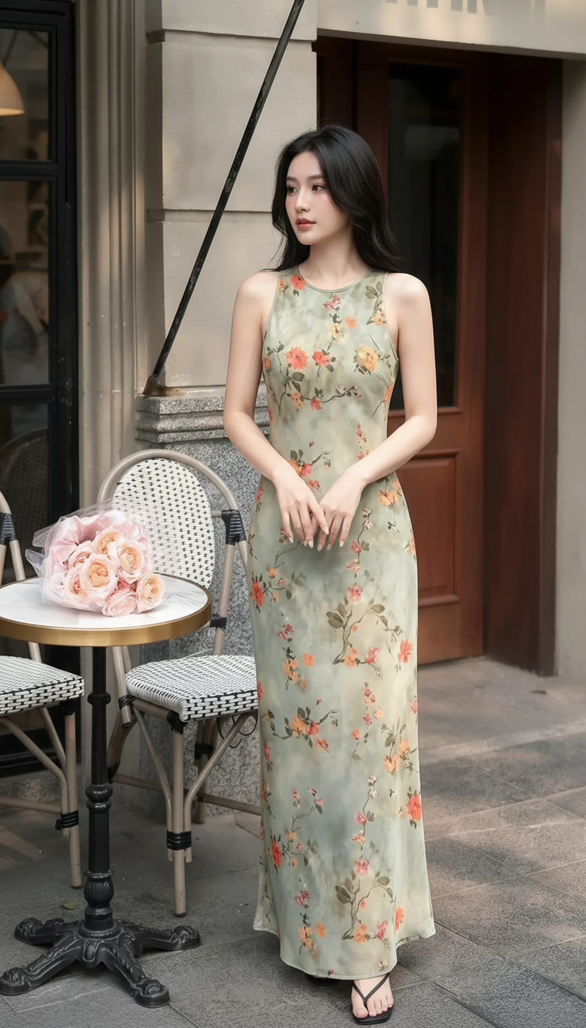 Đầm Lụa Chi Tiết Hoa - MV066