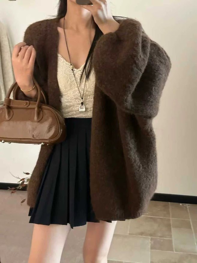 Lucas - Áo len Cardigan dáng lửng vải gạo loang 60156_thumbnail_4