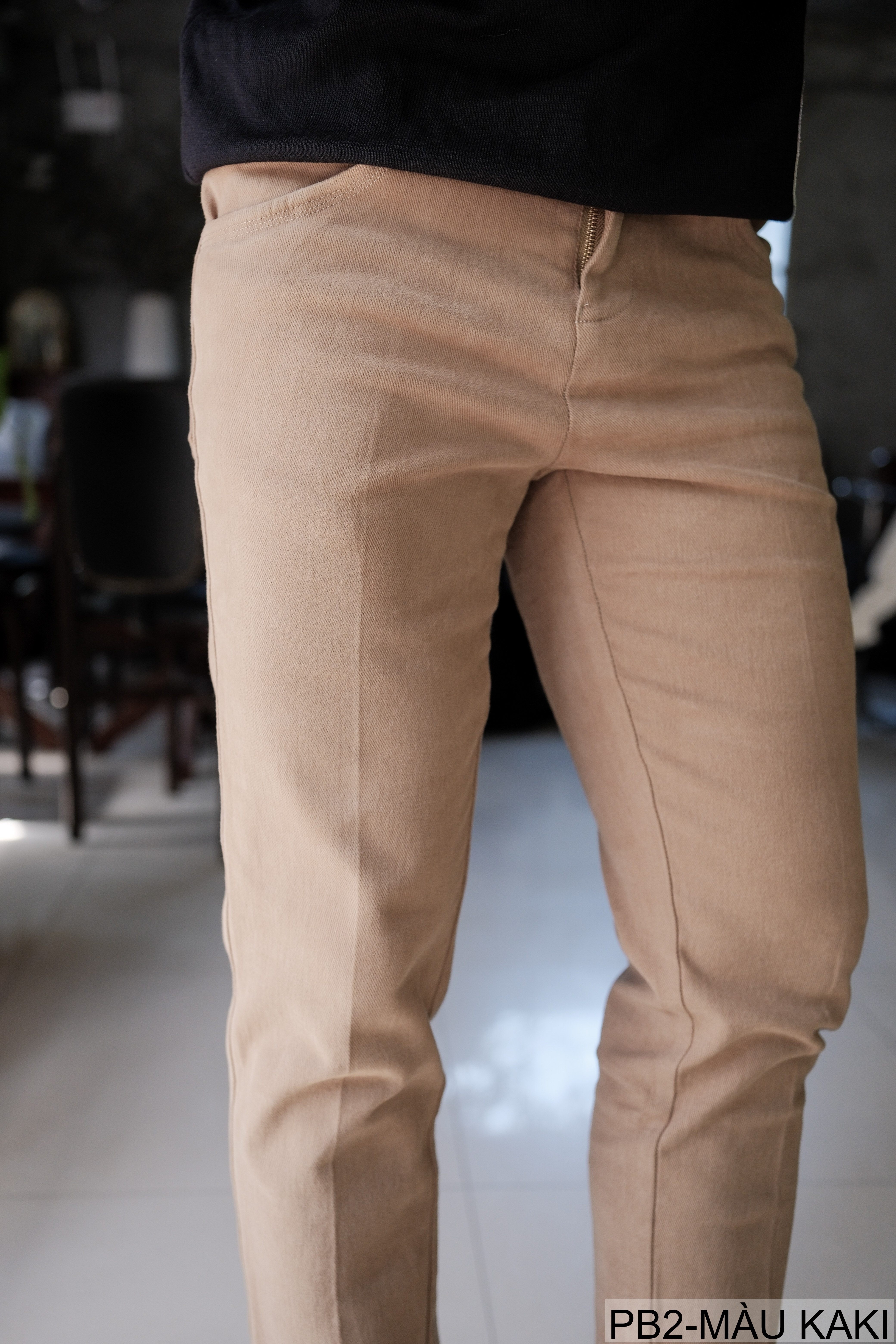 PB2 - Quần Jeans Nam Ống Đứng Cổ Điển, Chất Cotton Co Giãn, Màu Kaki Đen, Phù Hợp Đi Chơi Đi Làm_thumbnail_2