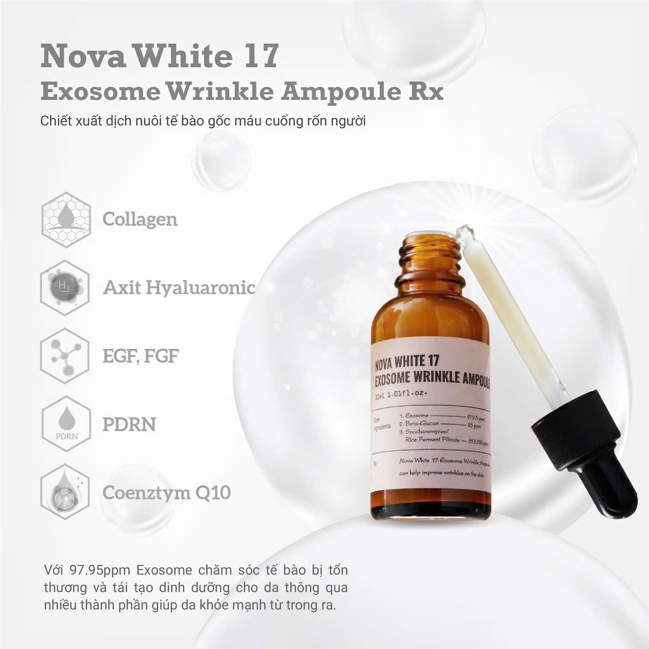 Serum Dưỡng Da I'M BEAUTY NOVA WHITE 17 EXOSOME WRINKLE AMPOULE 30ml_thumbnail_4
