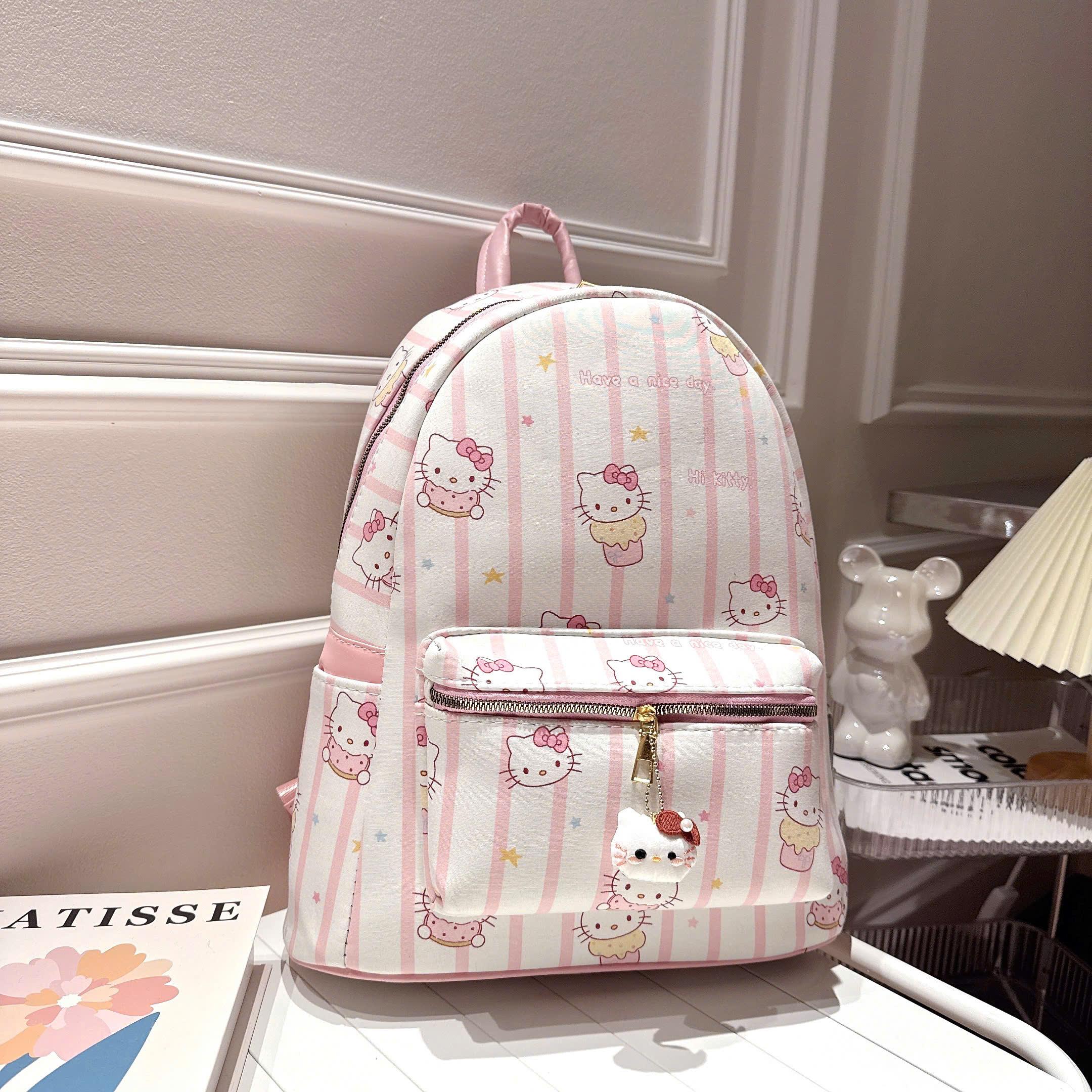 ( Tặng Kèm Treo ) Balo To, Balo Đi Học Đi Làm Hoạ Tiết Kitty Gấu Size 40 Vừa A4 Kiểu Dáng Thời Trang Cute BL035_thumbnail_5
