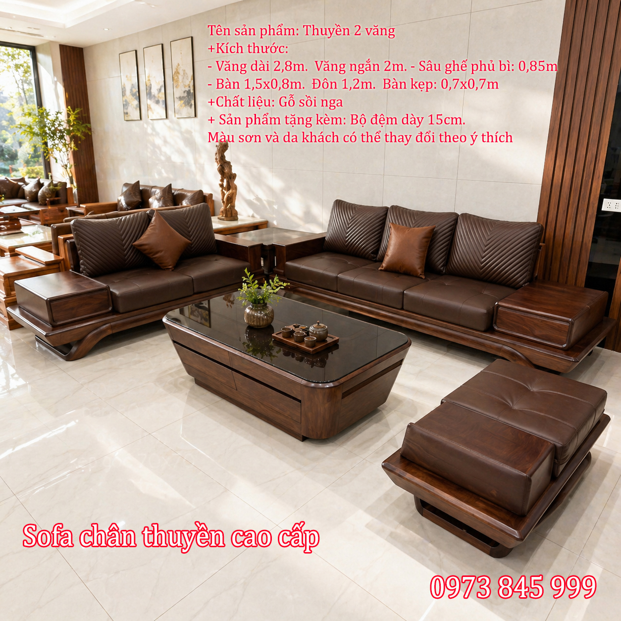 Sofa chân thuyền cao cấp
