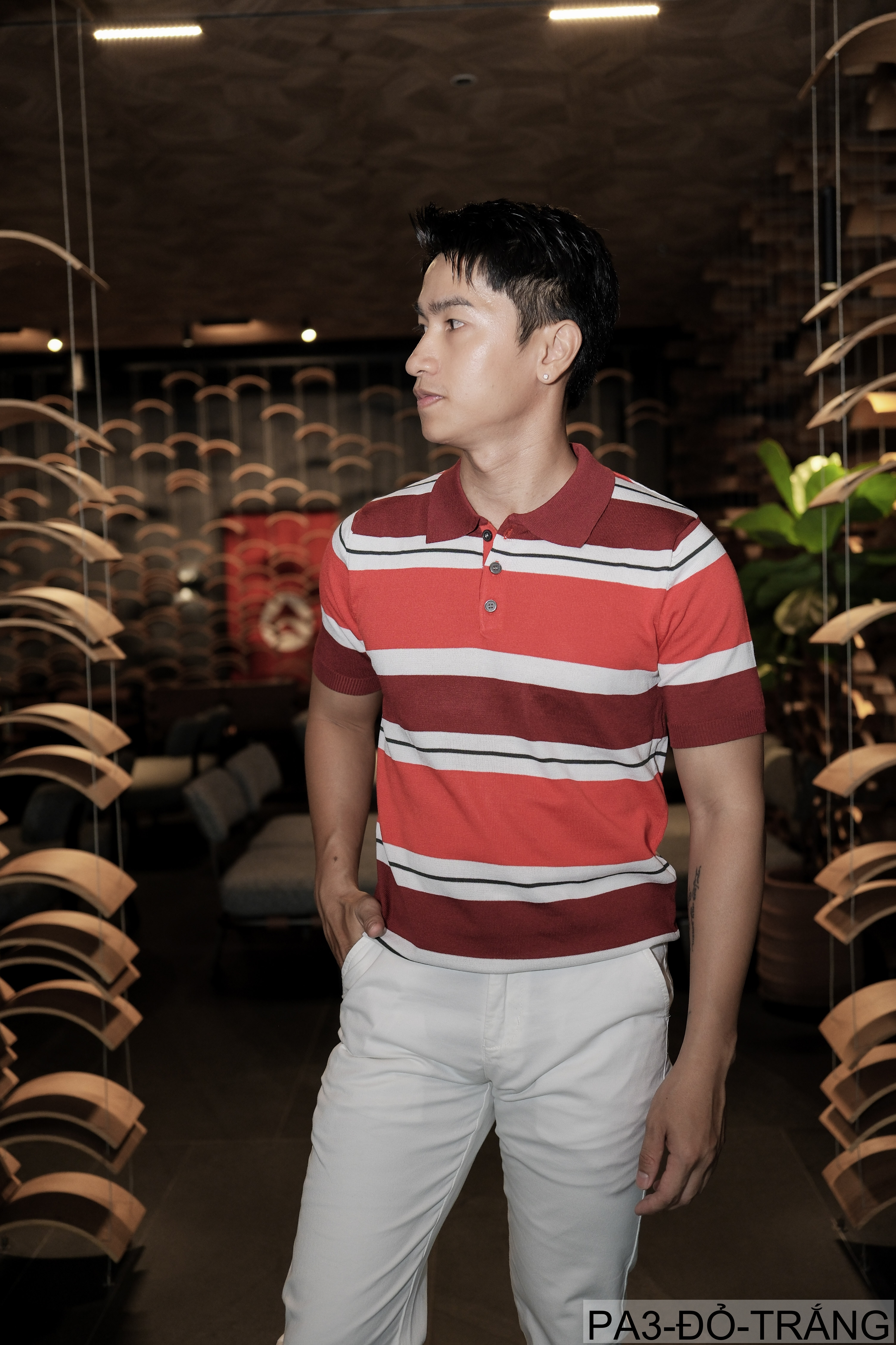 PA3 - Áo Polo Nam Tay Ngắn Cổ Cài Nút Sọc Ngang Phong Cách Hàn Quốc Mùa Hè_thumbnail_4