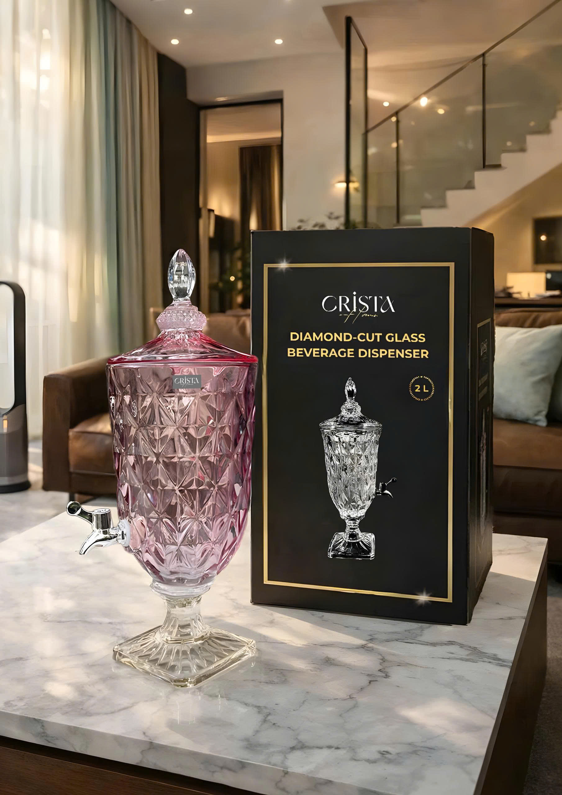 Bình thuỷ tinh vân kim cương có vòi 3.3L Crista Home_thumbnail_11