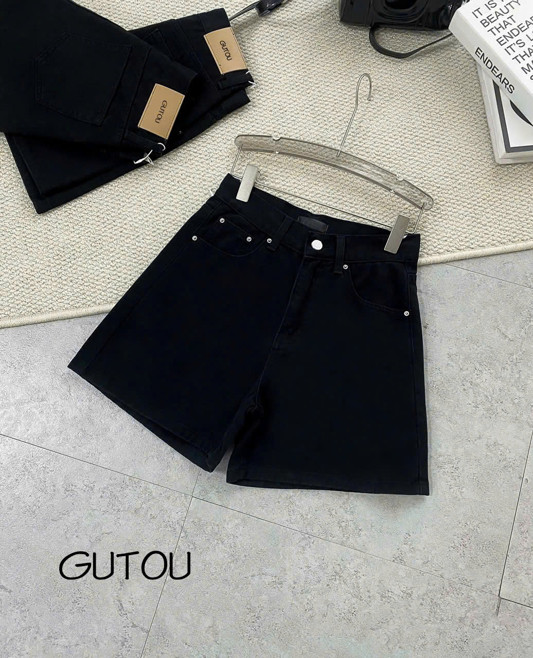 [ GUTOU ] Quần Short Jean Minimal Style_thumbnail_9