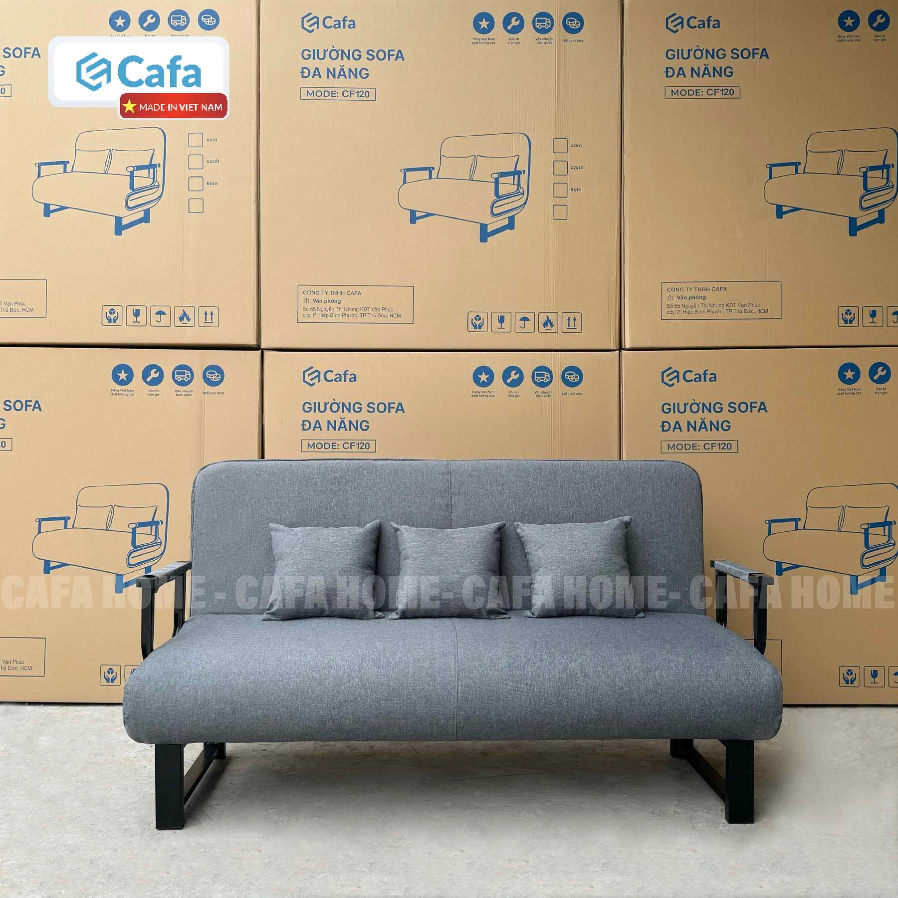 SOFA BED 150CM MÀU XÁM