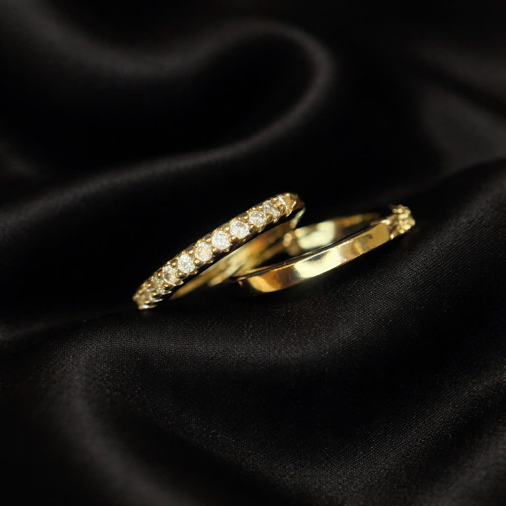 Khuyên vòng vàng nửa vòng đá 10mm