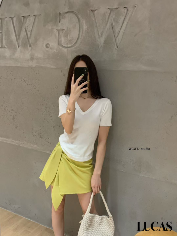 Chân váy dáng A ngắn vạt chéo xếp ly buộc vạt 1 bên_thumbnail_6