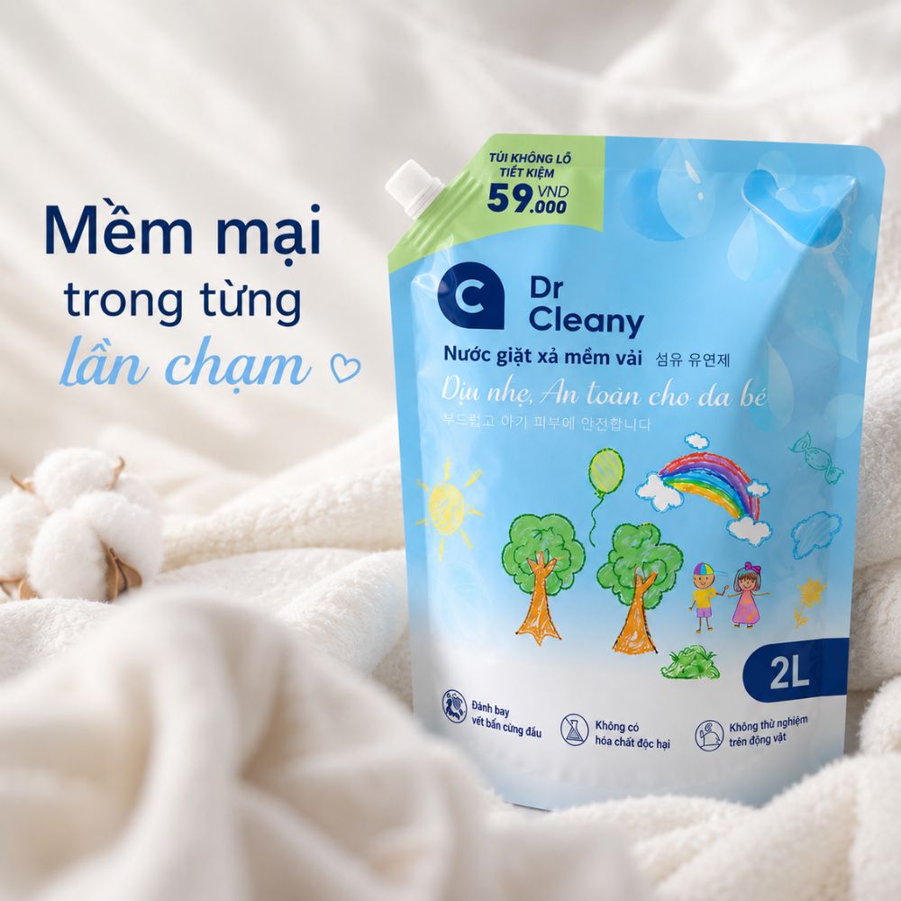 1 Thùng 4 Túi Nước Giặt Cho Bé Dr. Cleany 2kg Công Nghệ Hàn Quốc_thumbnail_3